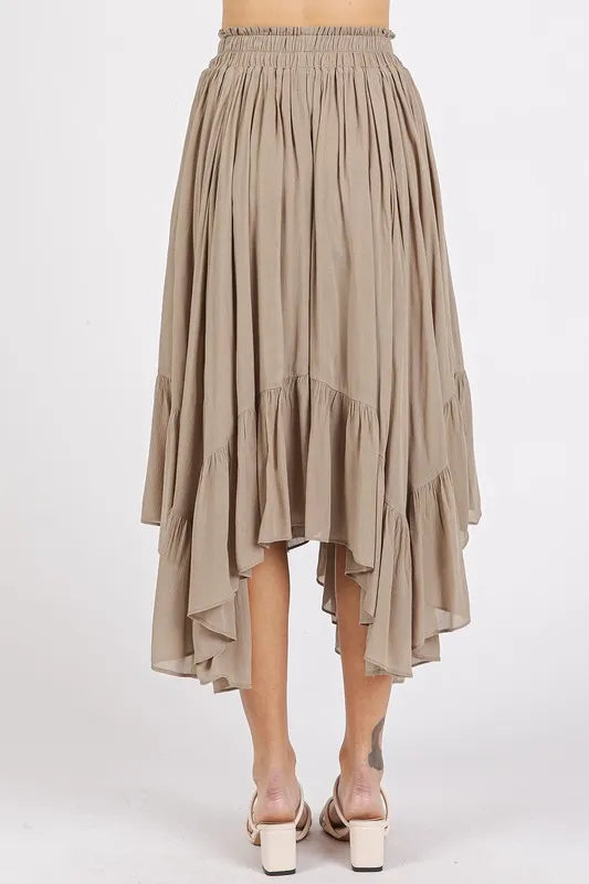 Mittoshop Handkerchief Hem Elastic Waist Pocket Midi Skirt Easy Apparels