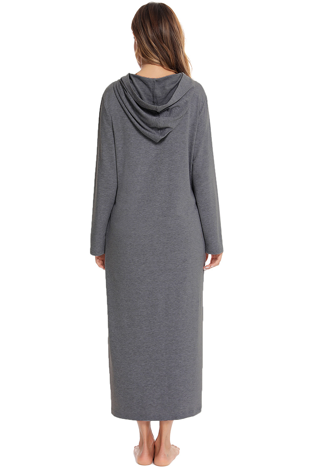 Zip Front Hooded Night Dress with Pockets Easy Apparels