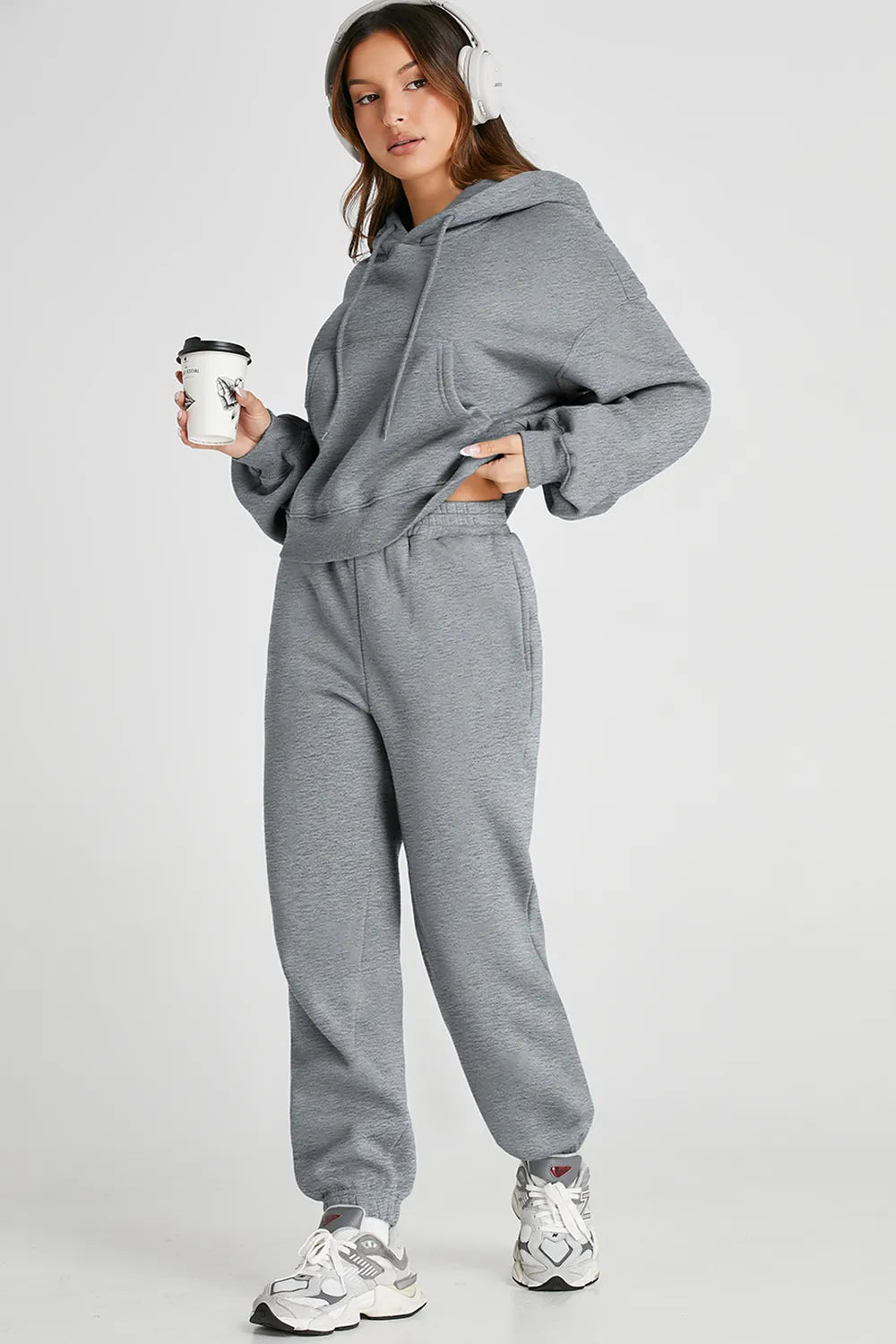 Dropped Shoulder Hooded Top and Pants Active Set Easy Apparels