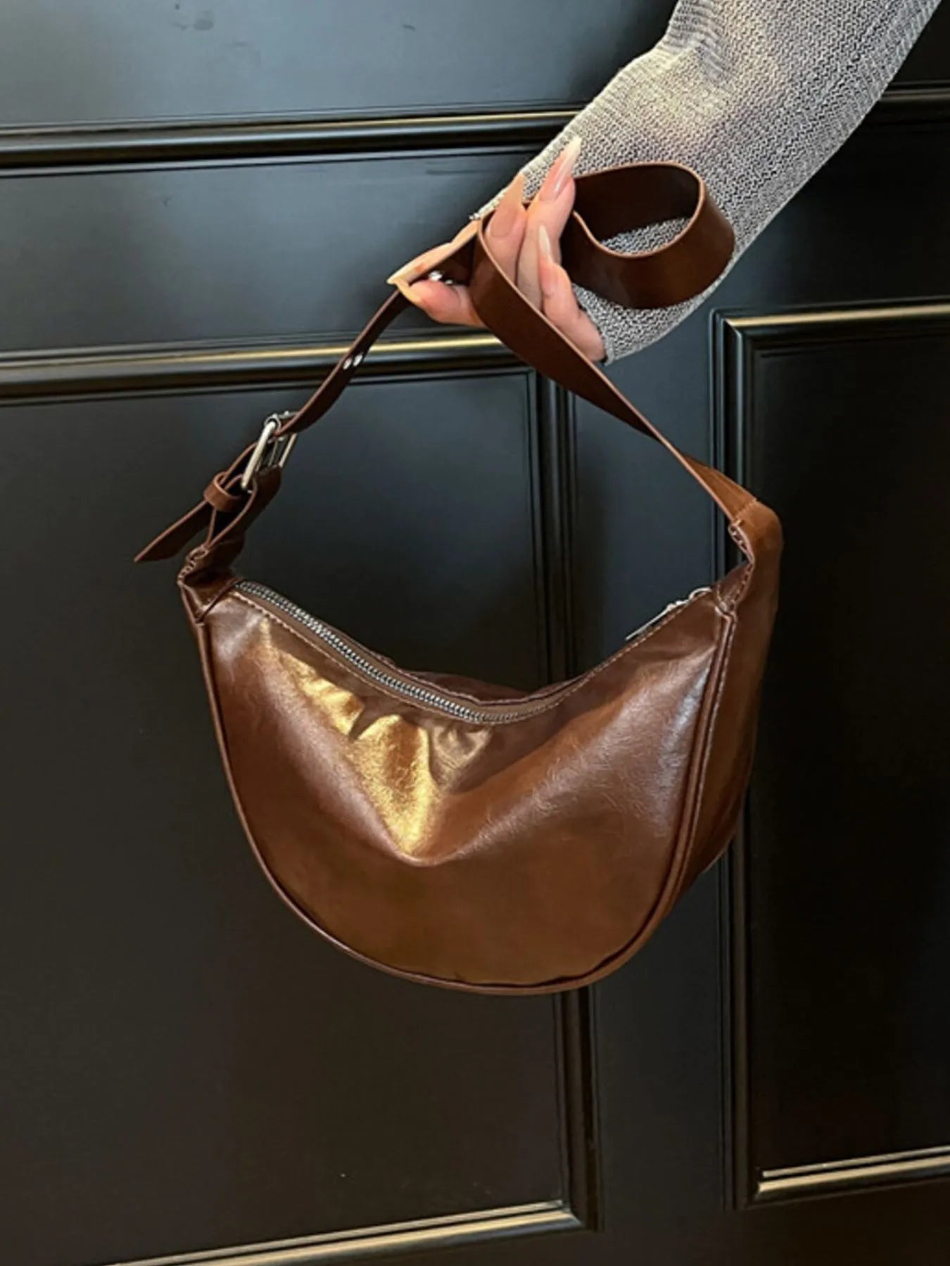 Adjustable Strap Shoulder Bag Coffee Color One Size Easy Apparels