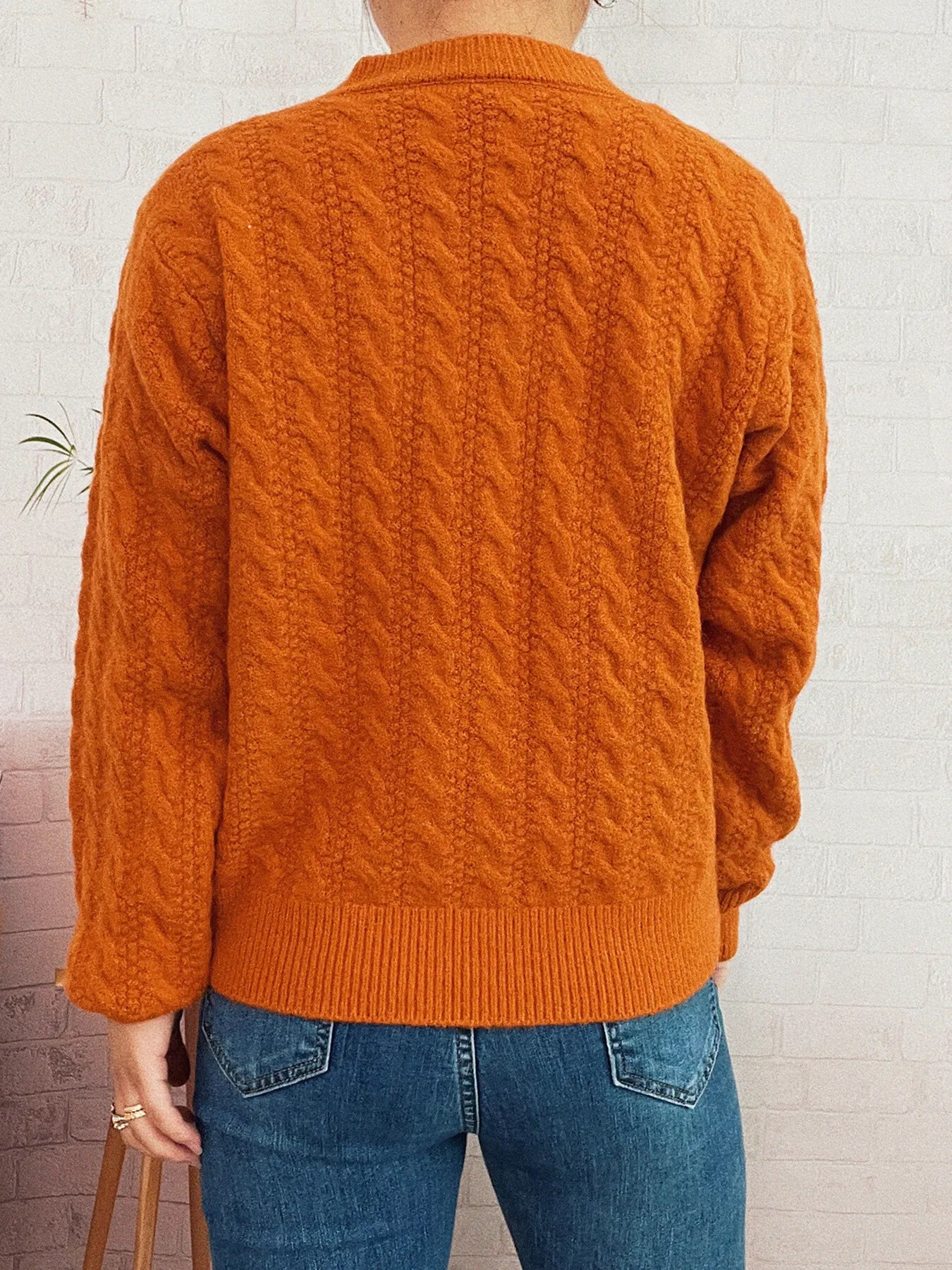 Cable Knit Button-Up Cardigan Easy Apparels