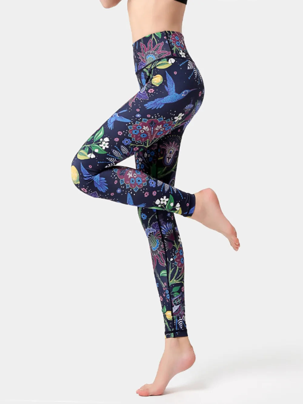 Printed High Waist Active Leggings Easy Apparels