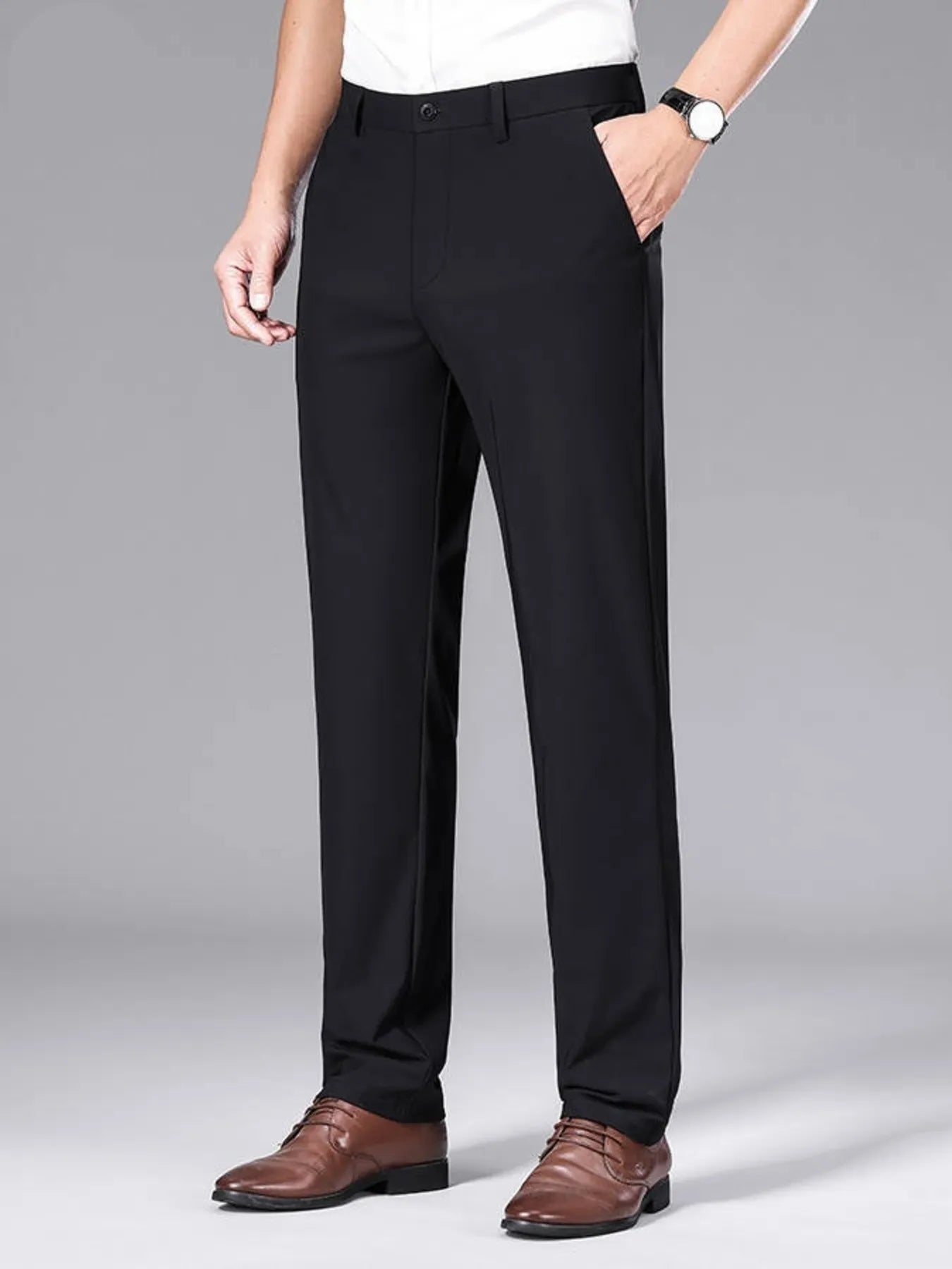 Men's Slim Fit Casual Pants Black Easy Apparels