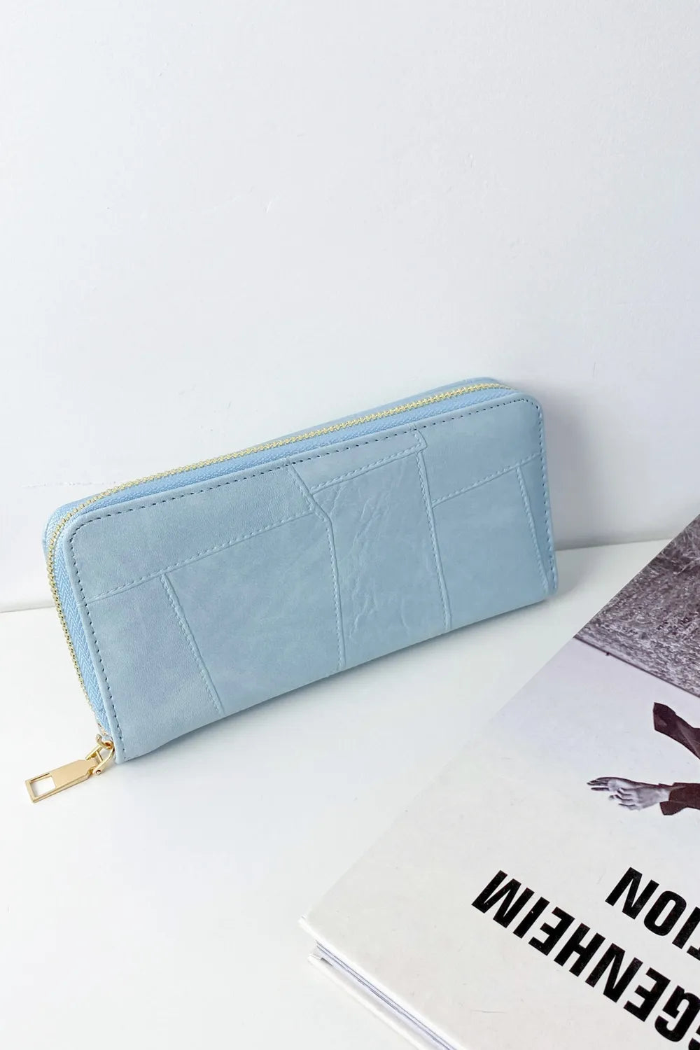 PU Leather Mulit-Interlayer Wallet Mint Blue One Size Easy Apparels