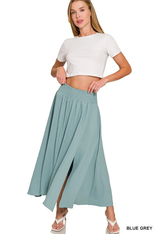 Zenana Heavy Woven Span Crop Tee & Skirt Set Easy Apparels