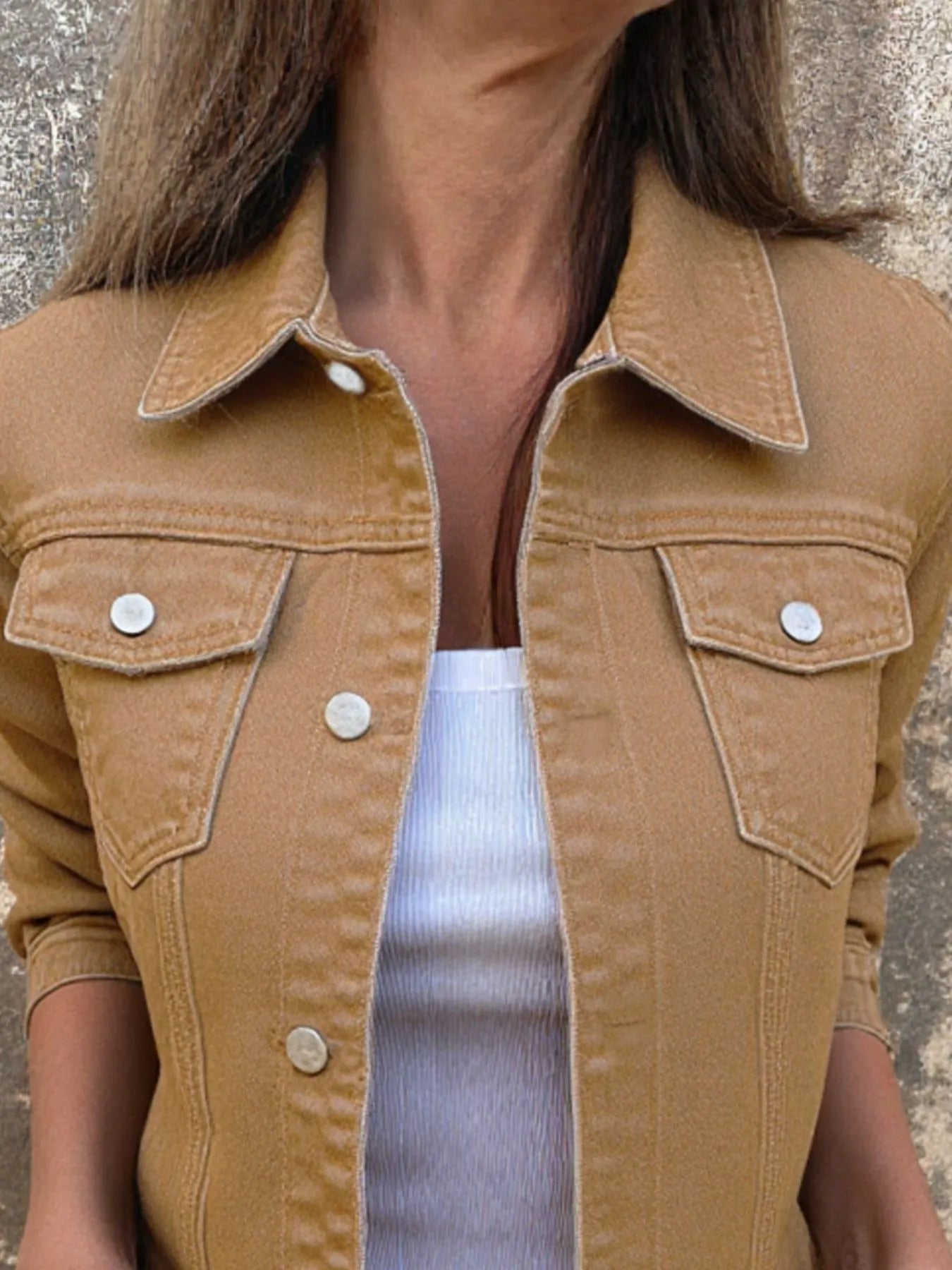 Button Front Closure Denim Jacket Easy Apparels