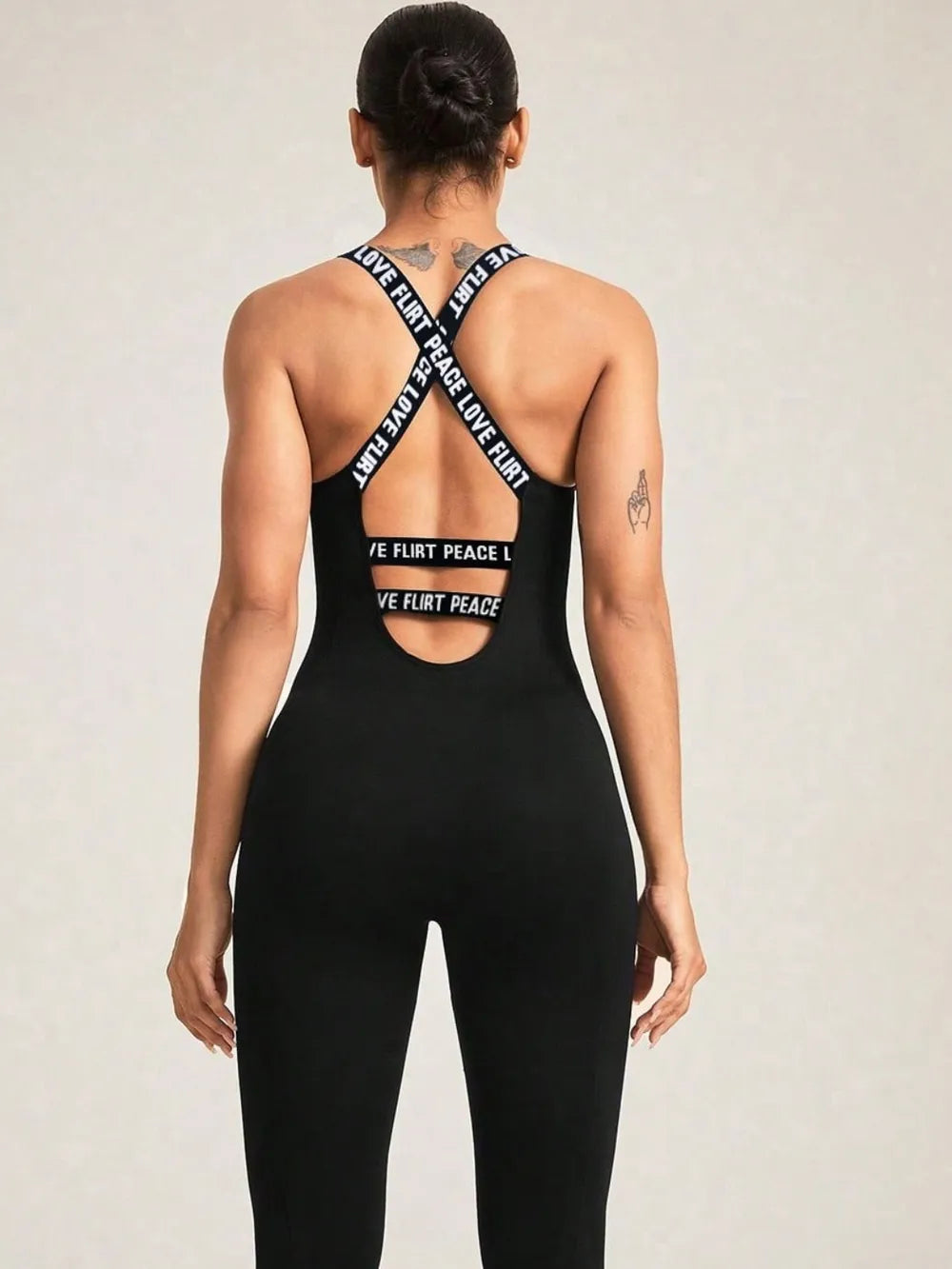 Crisscross Back Sleeveless Active Jumpsuit Easy Apparels