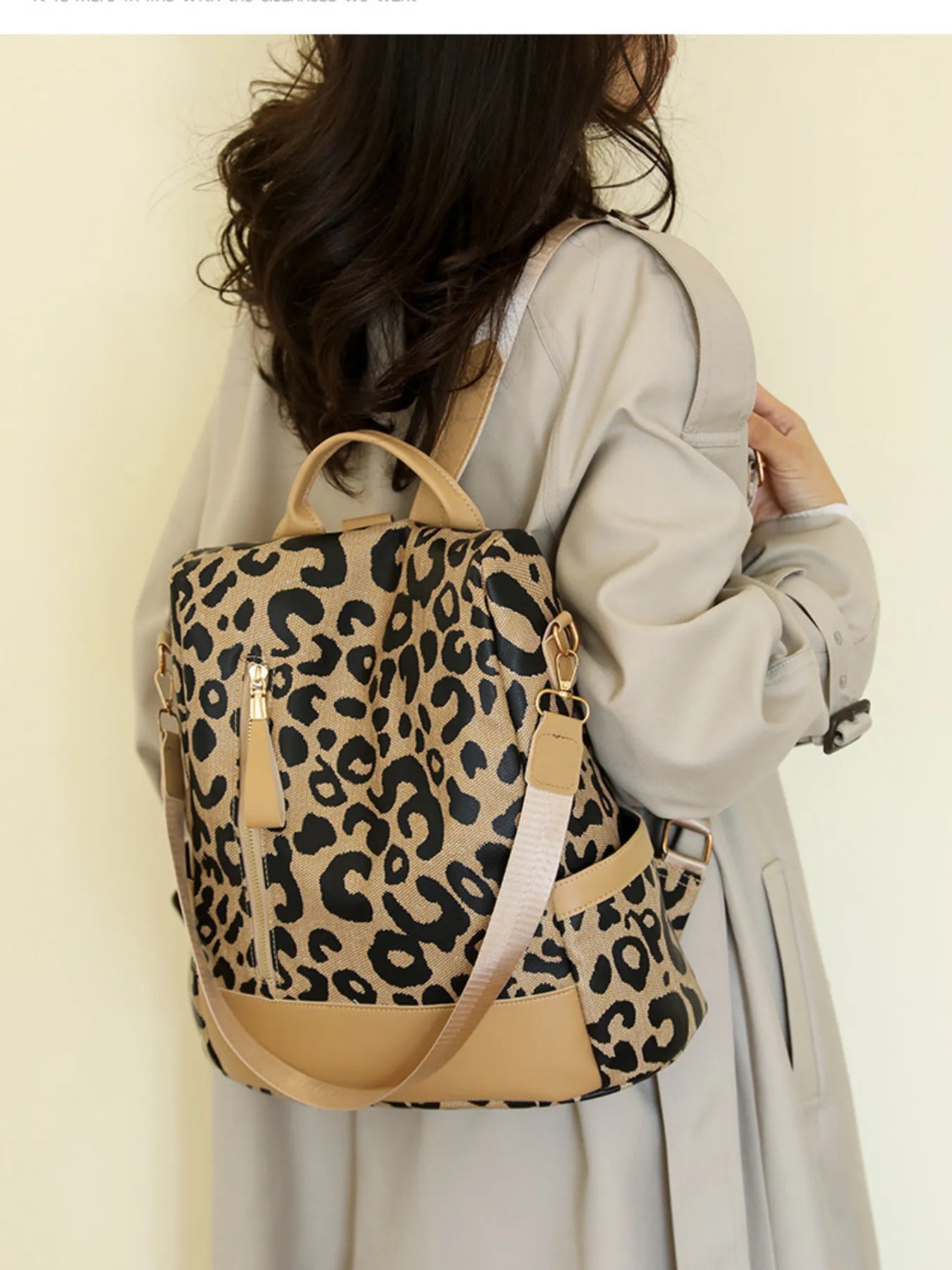 Leopard Print Backpack Bag Brown One Size Easy Apparels