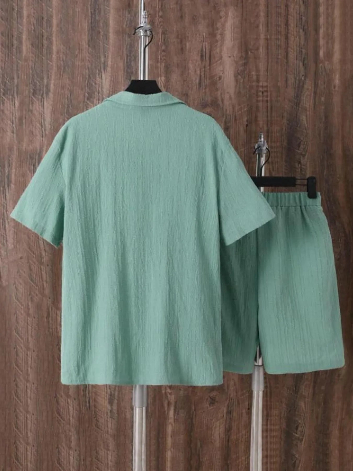 Men's Plus Size Button Up Short Sleeve Shirt and Shorts Set Easy Apparels