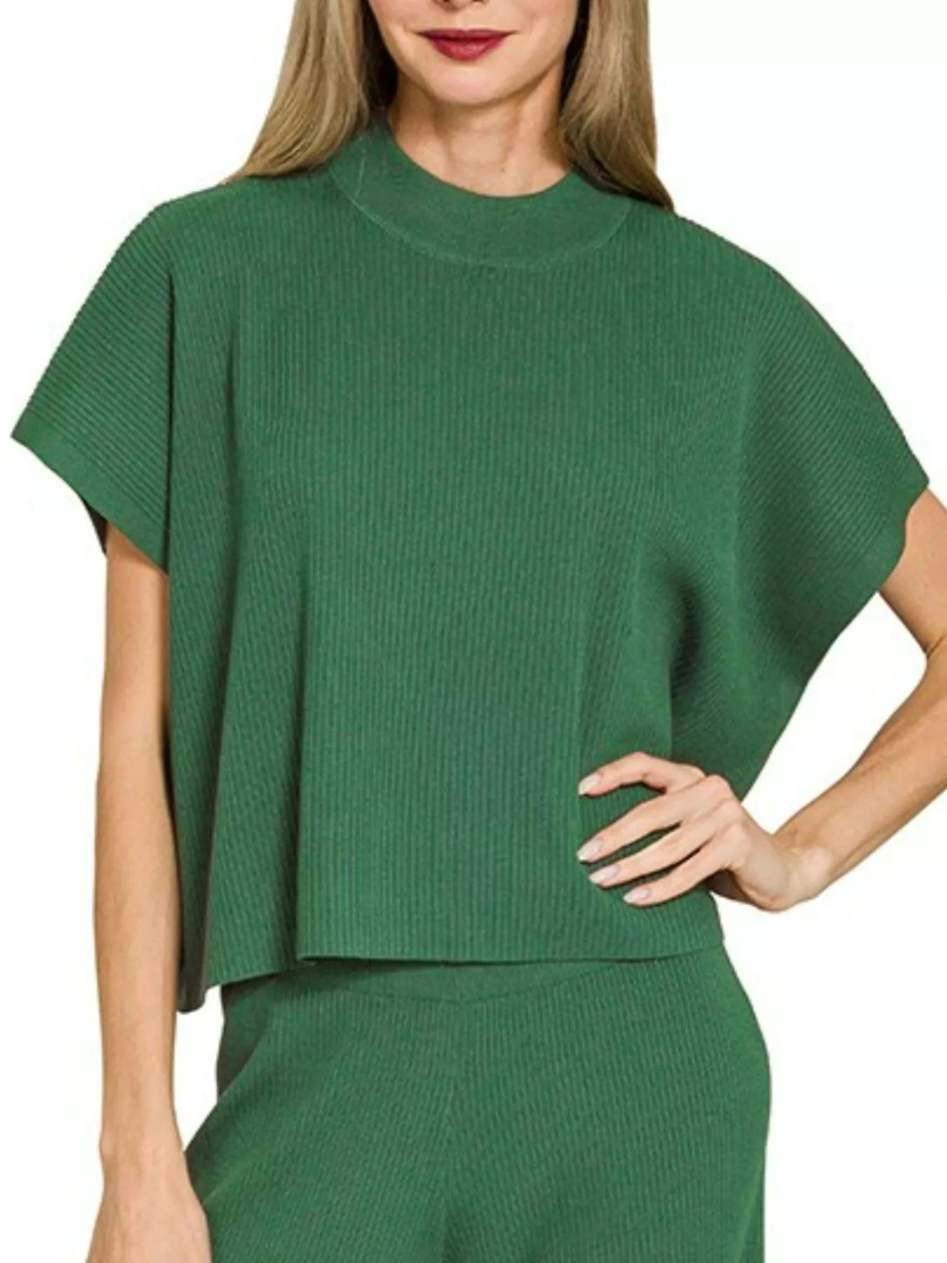 Zenana Viscose Sweater Short Sleeve Top and Pants Set Easy Apparels