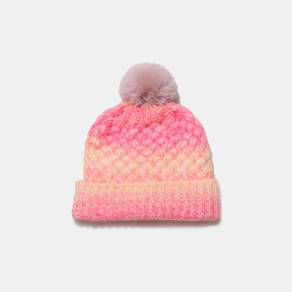 Gradient Knit Hat with Pompom Easy Apparels