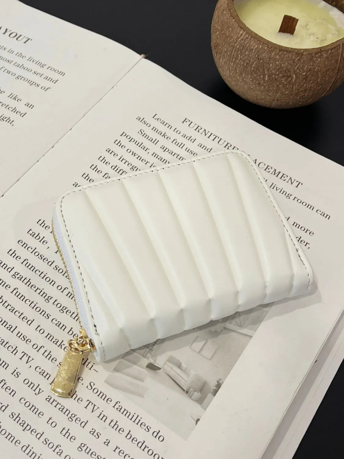 Solid PU Leather Mini Wallet White One Size Easy Apparels