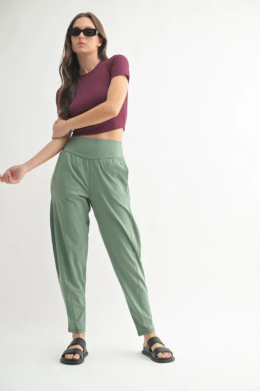 MONO B Flowbarrel High Waist Active Pants Easy Apparels