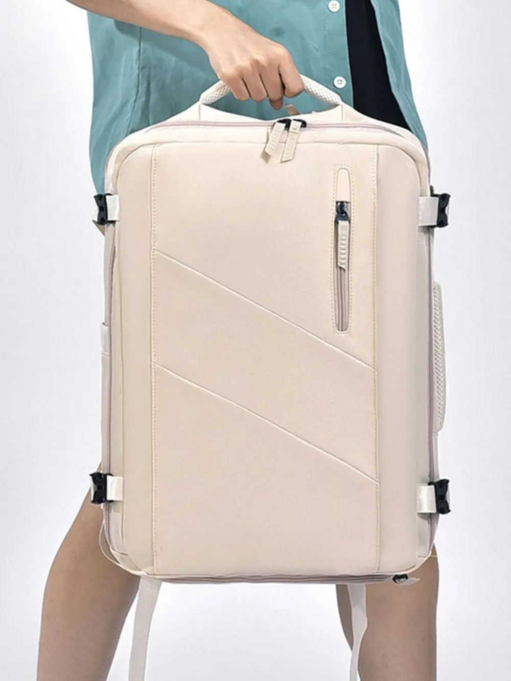 Oxford Cloth Adjustable Straps Backpack Bag Beige One Size Easy Apparels