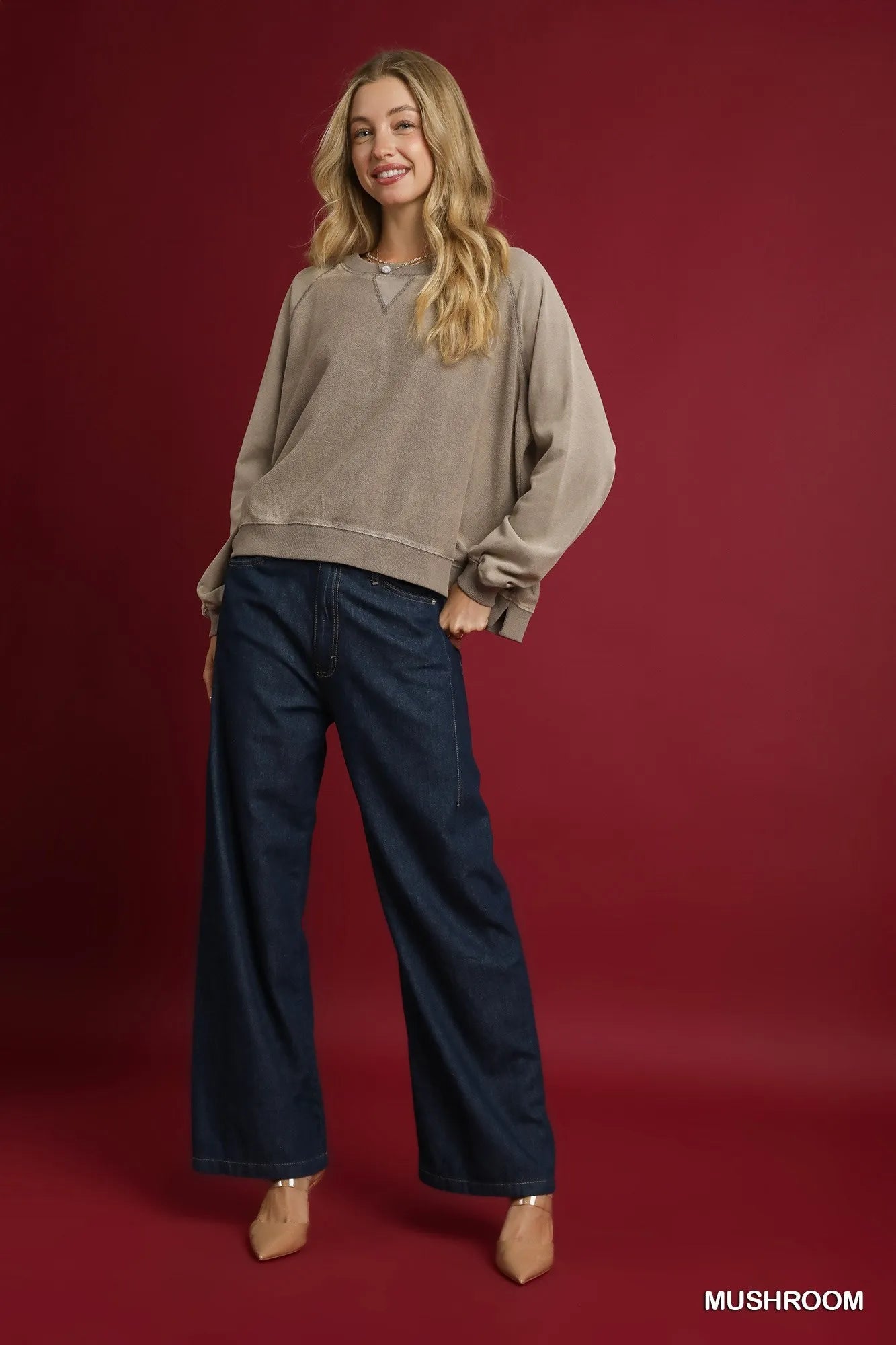 Trendsi Umgee Mineral Wash French Terry Sweatshirt