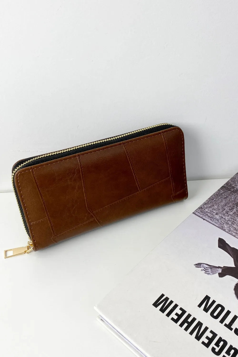 PU Leather Mulit-Interlayer Wallet Dark Brown One Size Easy Apparels
