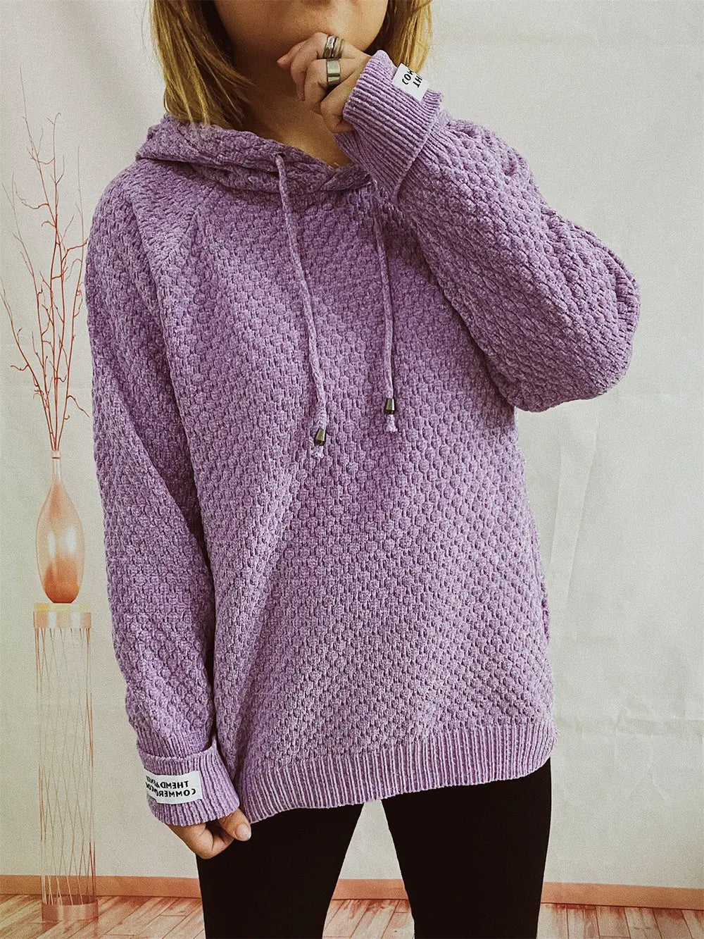 Drawstring Long Sleeve Hooded Sweater Easy Apparels