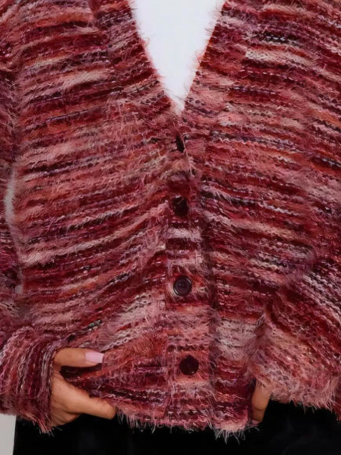 Fuzzy Button Down Chunky Cardigan Easy Apparels