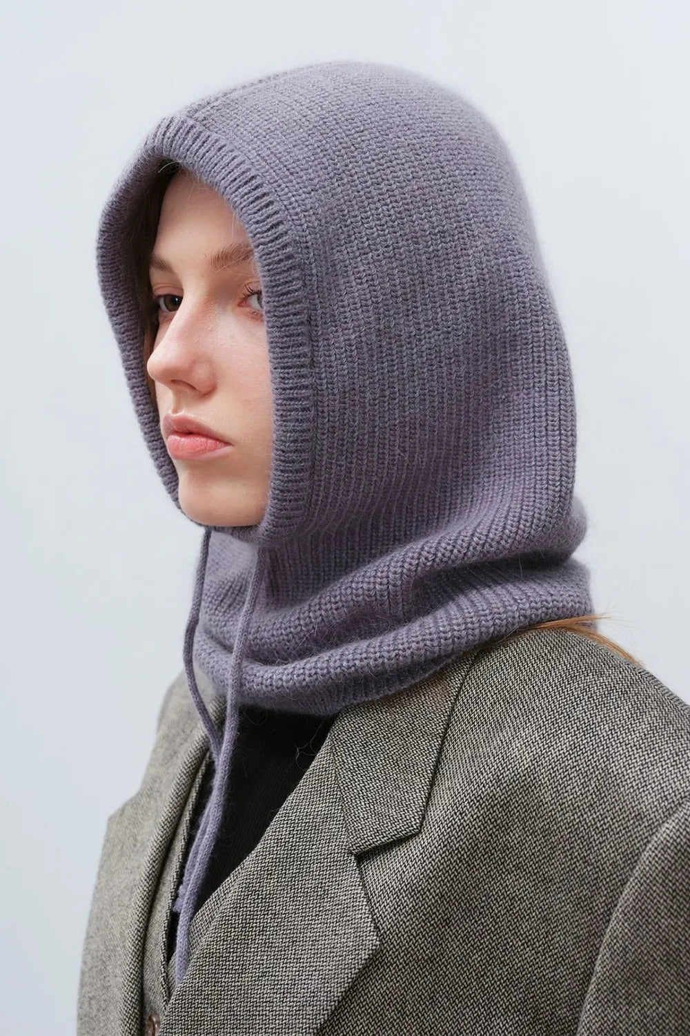 Drawstring Solid Color Thermal Knit Hat Dark Gray One Size Easy Apparels