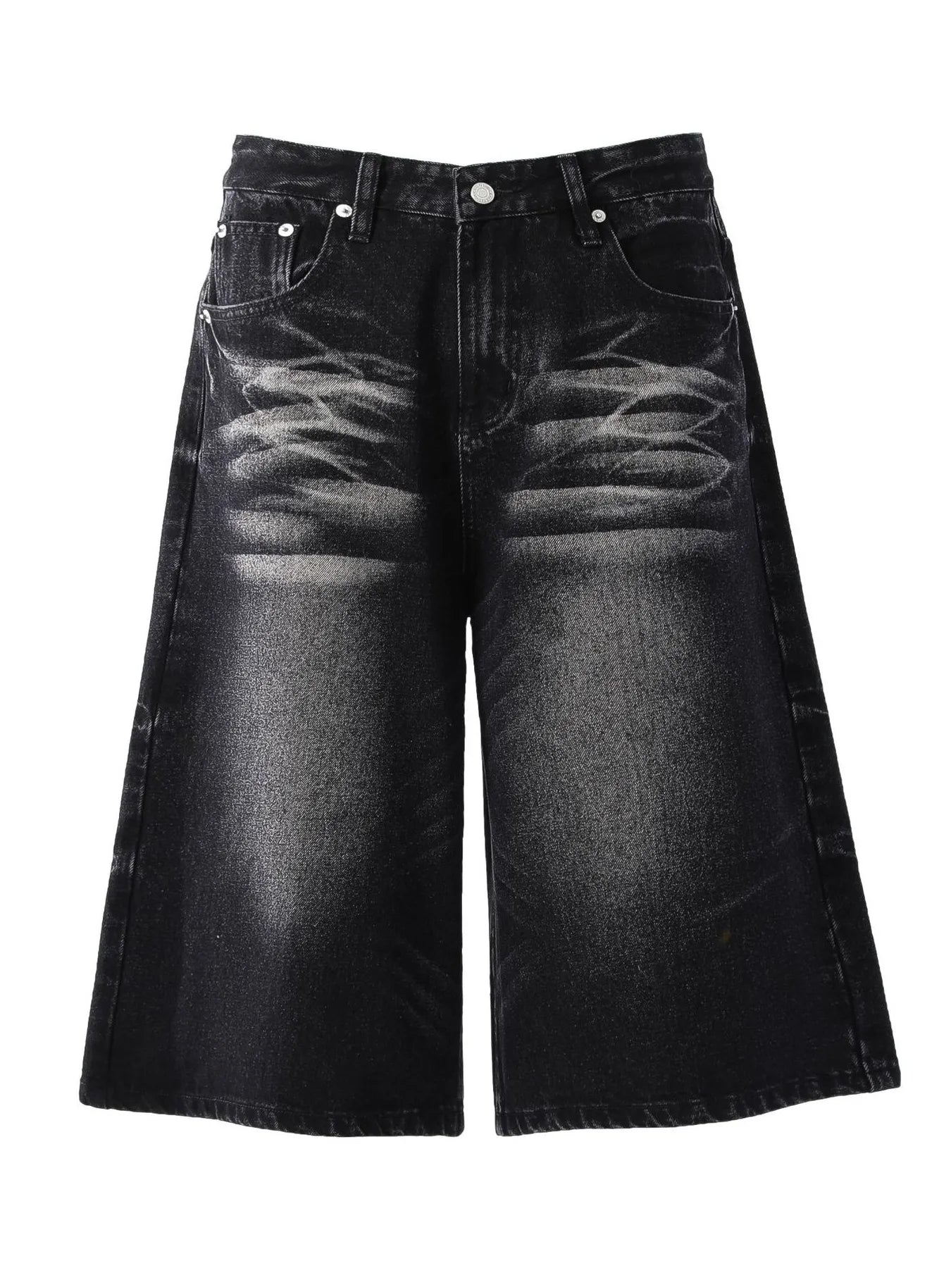 Men's Wide-Leg Denim Shorts Black Easy Apparels