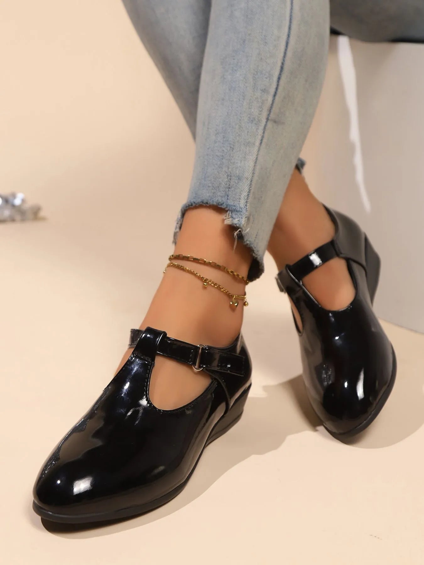 Point Toe Wedge Loafers Black Easy Apparels