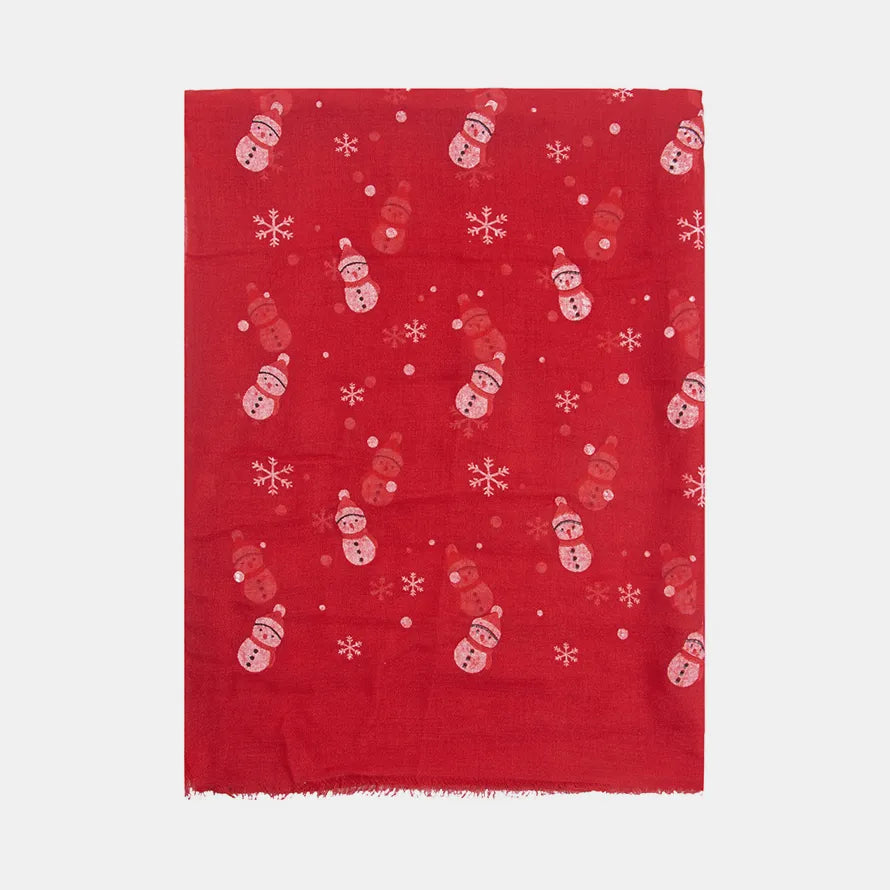 Fringe Snowman Polyester Scarf Easy Apparels