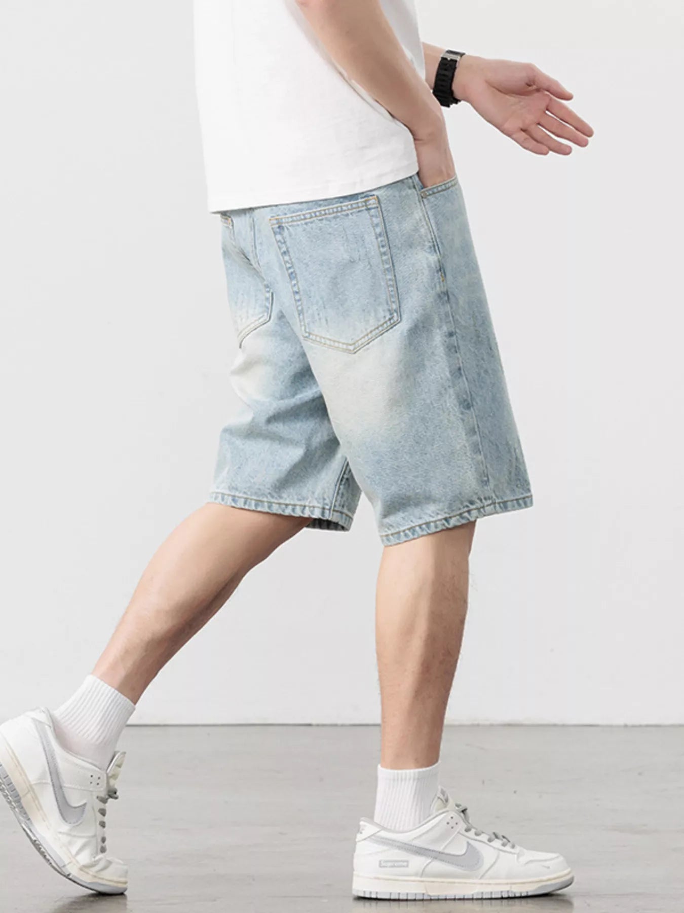 Men's Washed Relaxed Fit Denim Shorts Easy Apparels