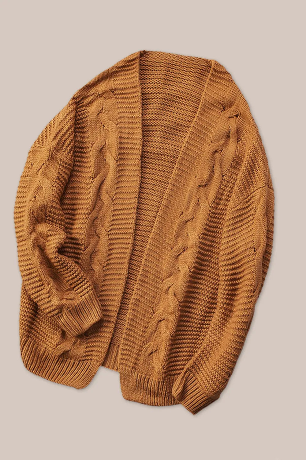 Cable-Knit Open Front Cardigan Easy Apparels