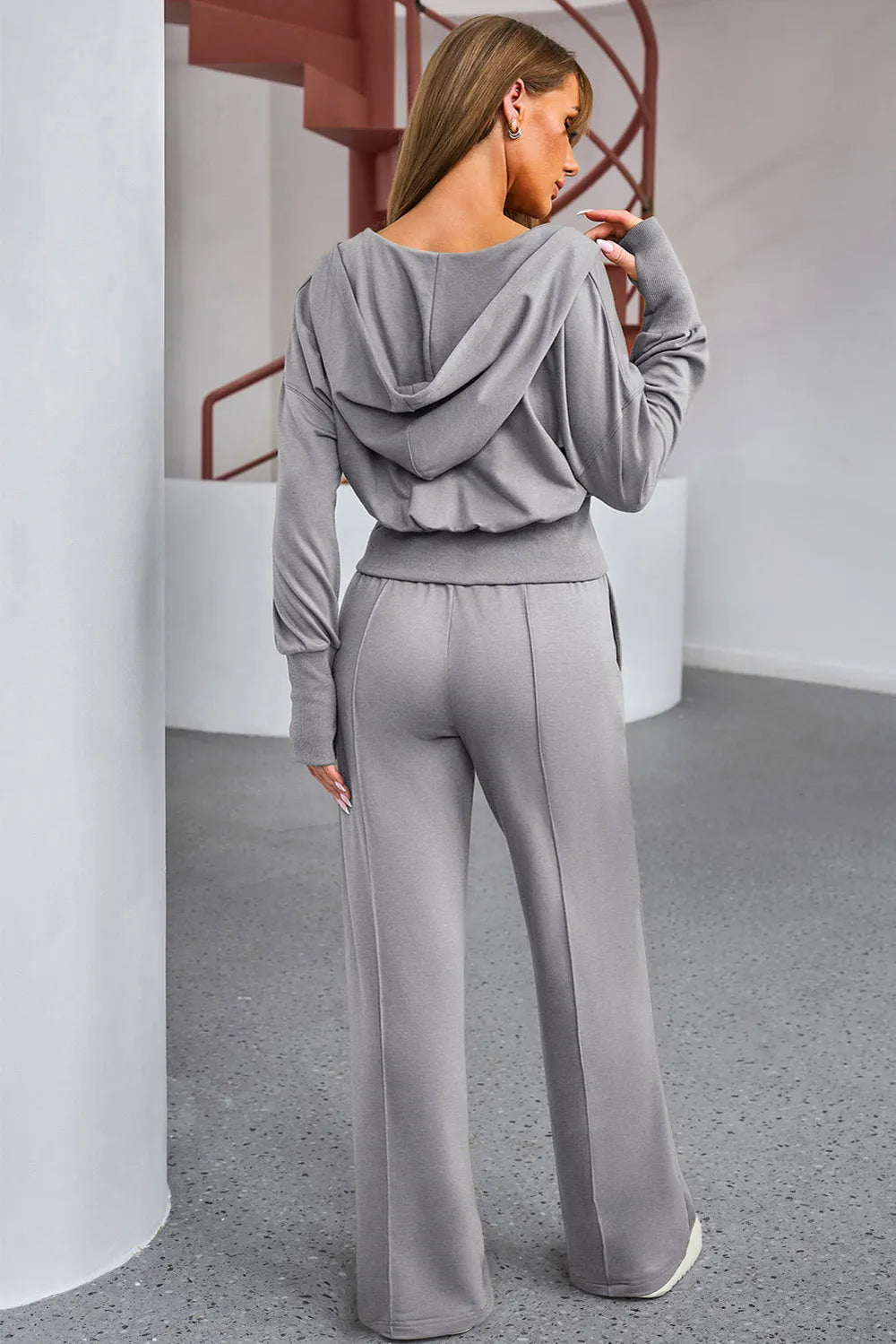 Dropped Shoulder Hoodie and Drawstring Pants Active Set Easy Apparels