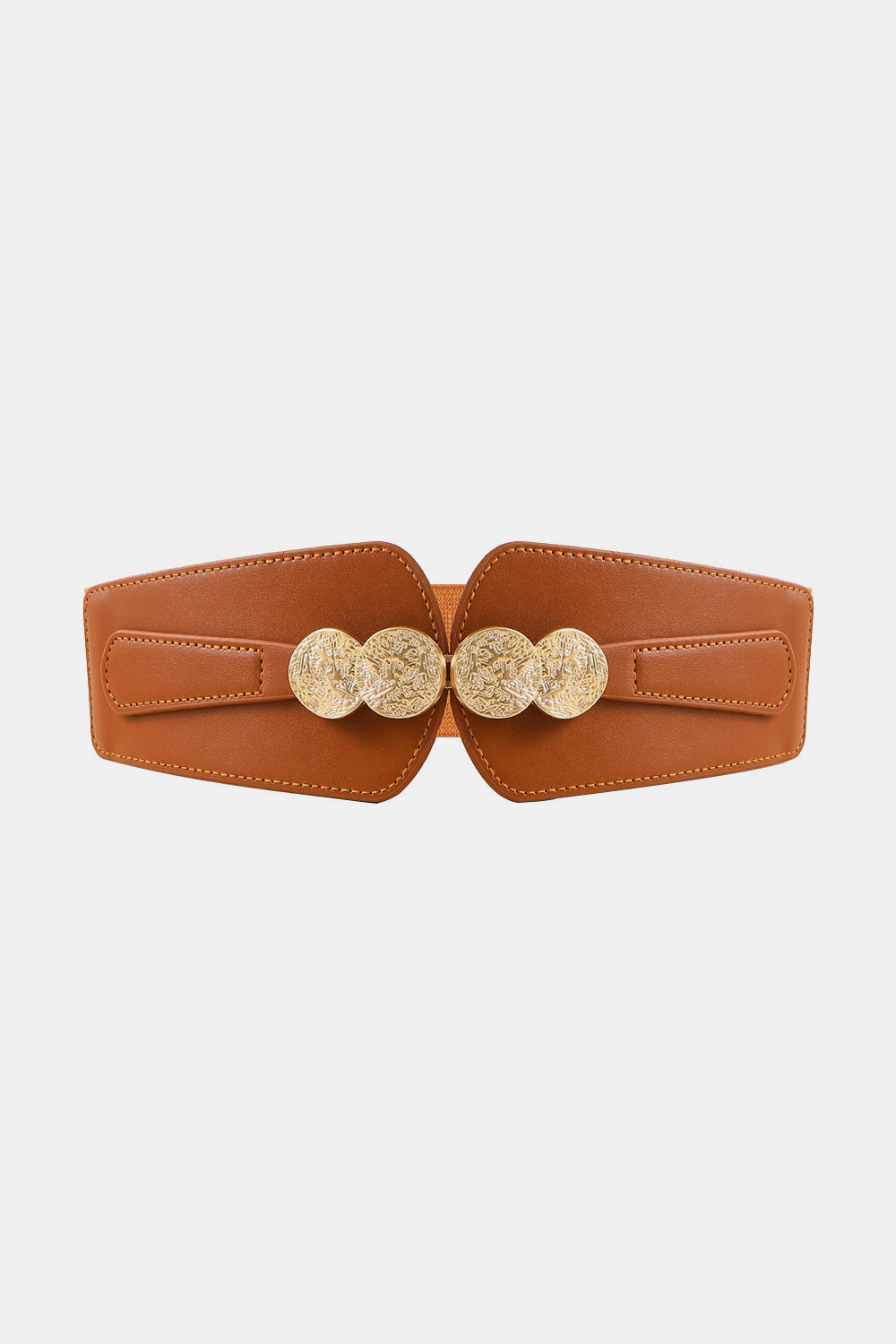 Alloy Buckle Elastic Belt Caramel One Size Easy Apparels