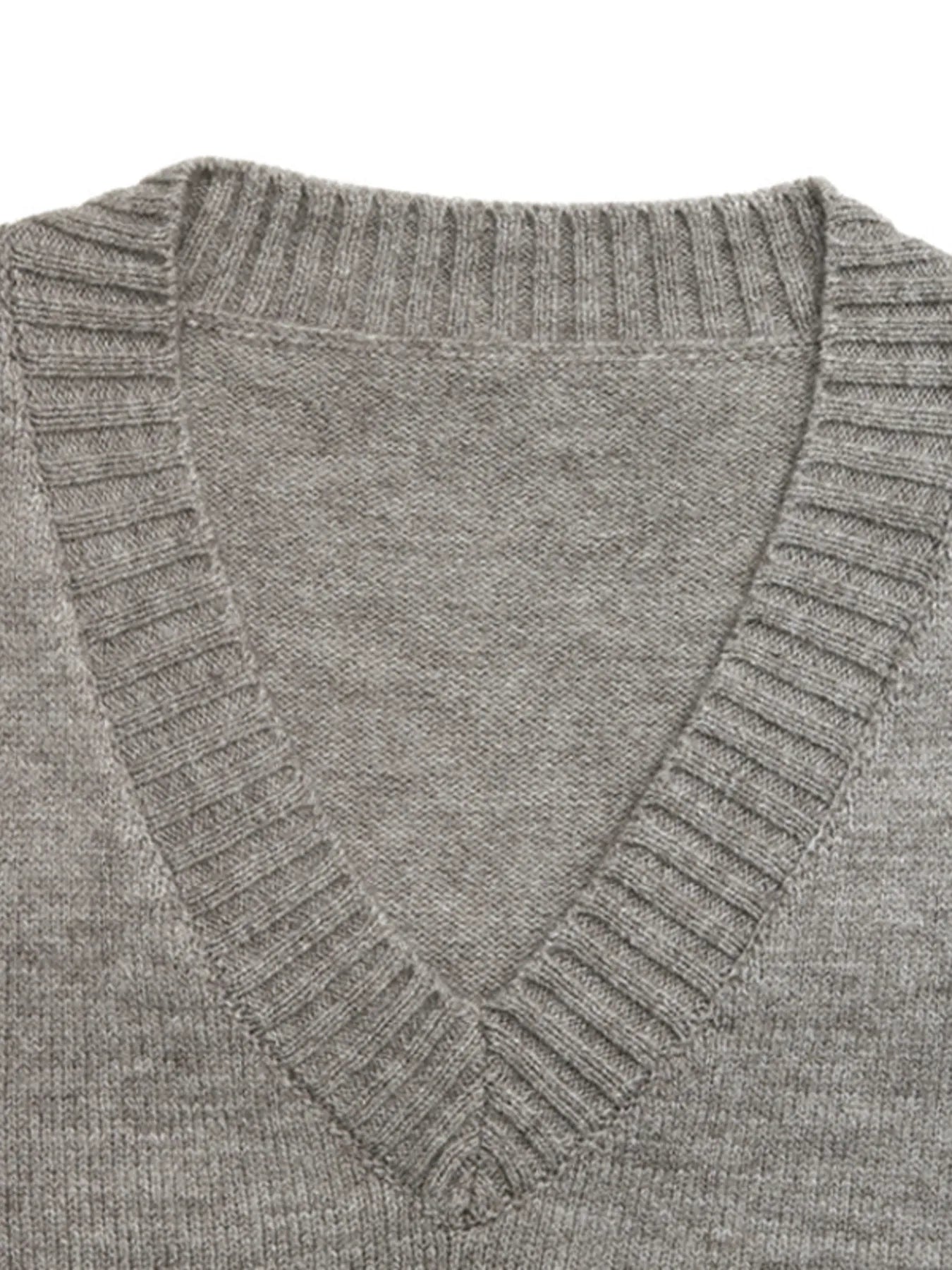 V-Neck Vest and Skirt Knit Set Easy Apparels