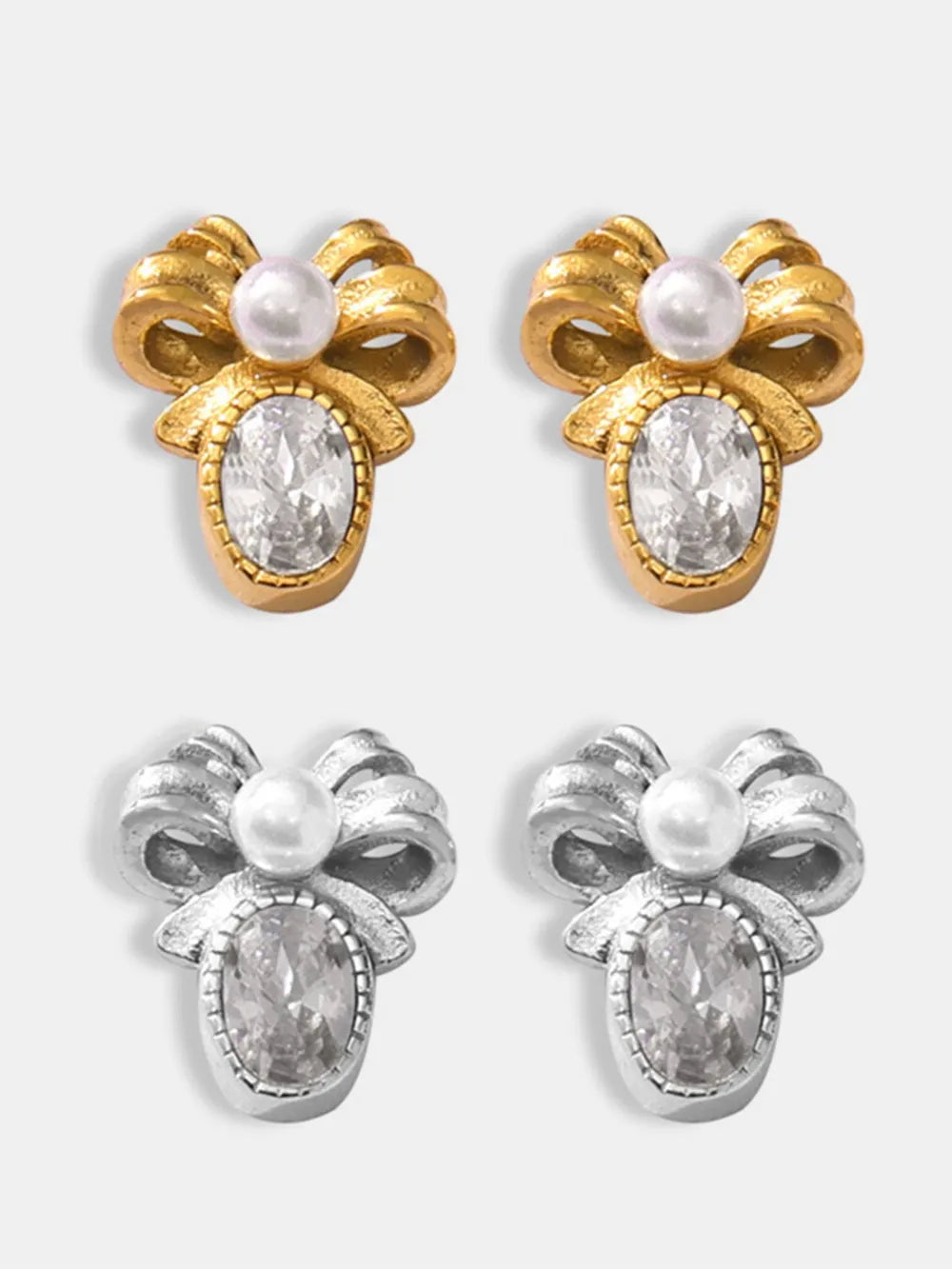 Titanium Steel Bow Stud Earrings Easy Apparels