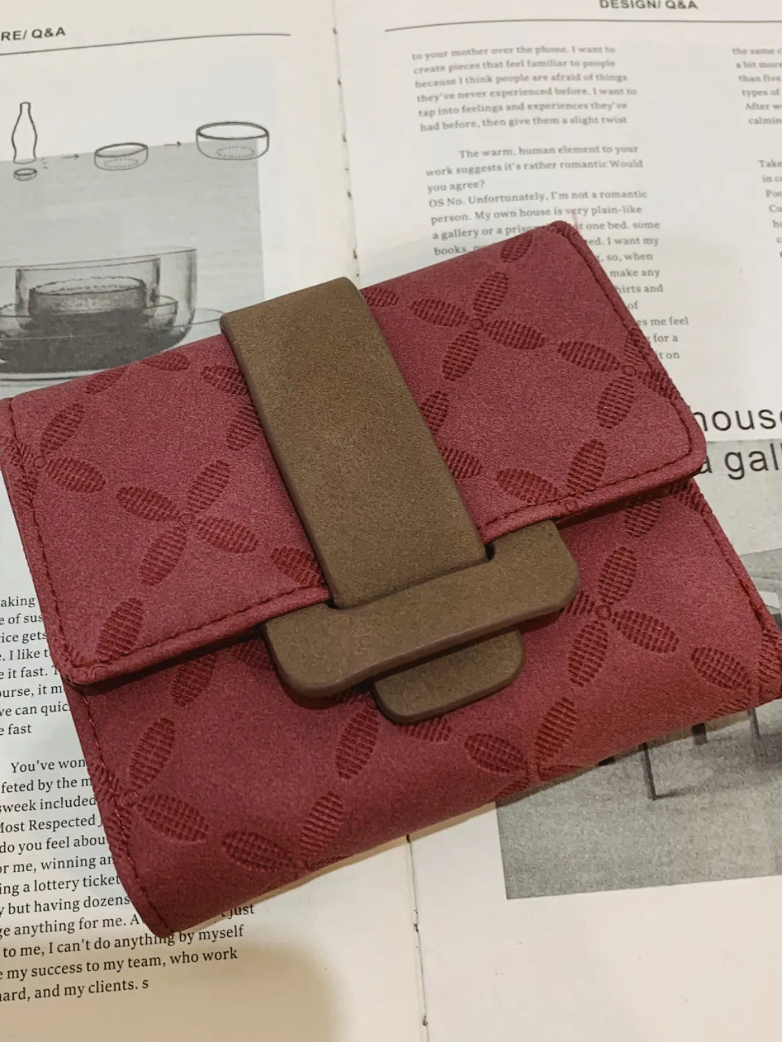 PU Leather Wallet Burgundy One Size Easy Apparels