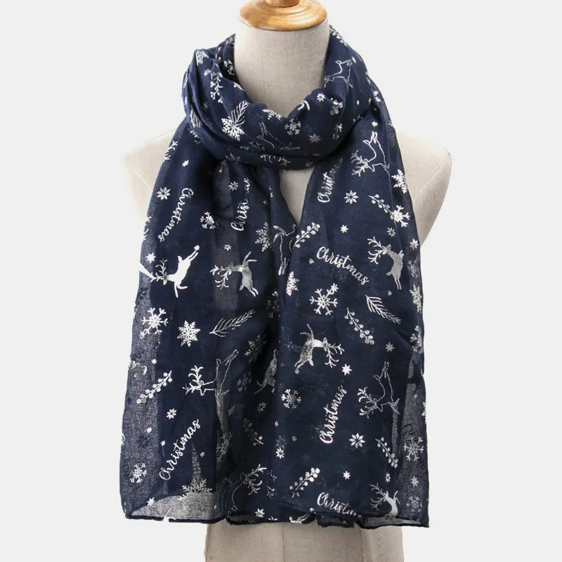 Christmas Element Polyester Scarf Dark Navy One Size Easy Apparels