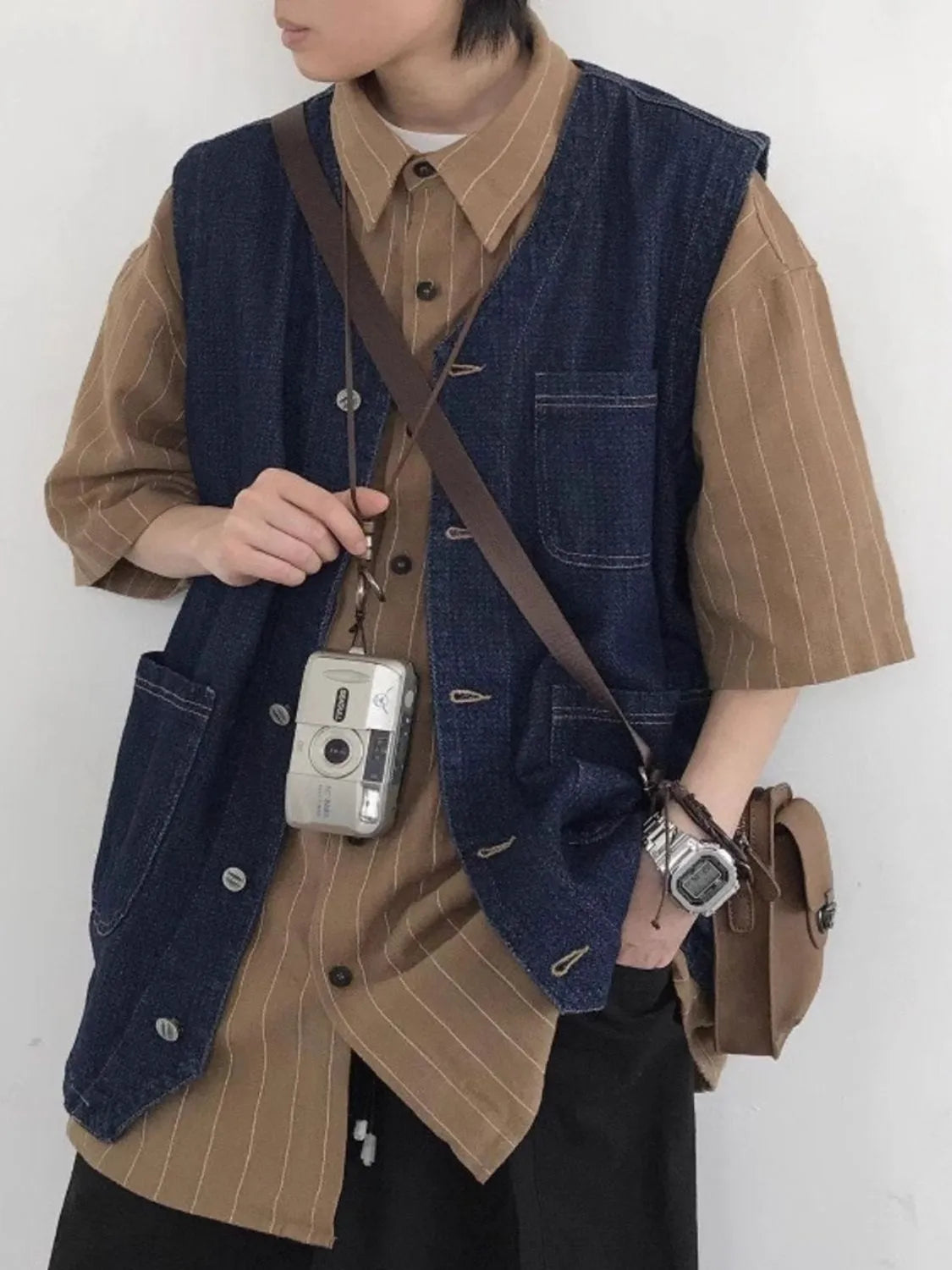 Men's Plus Size Button Up V-Neck Denim Vest Easy Apparels