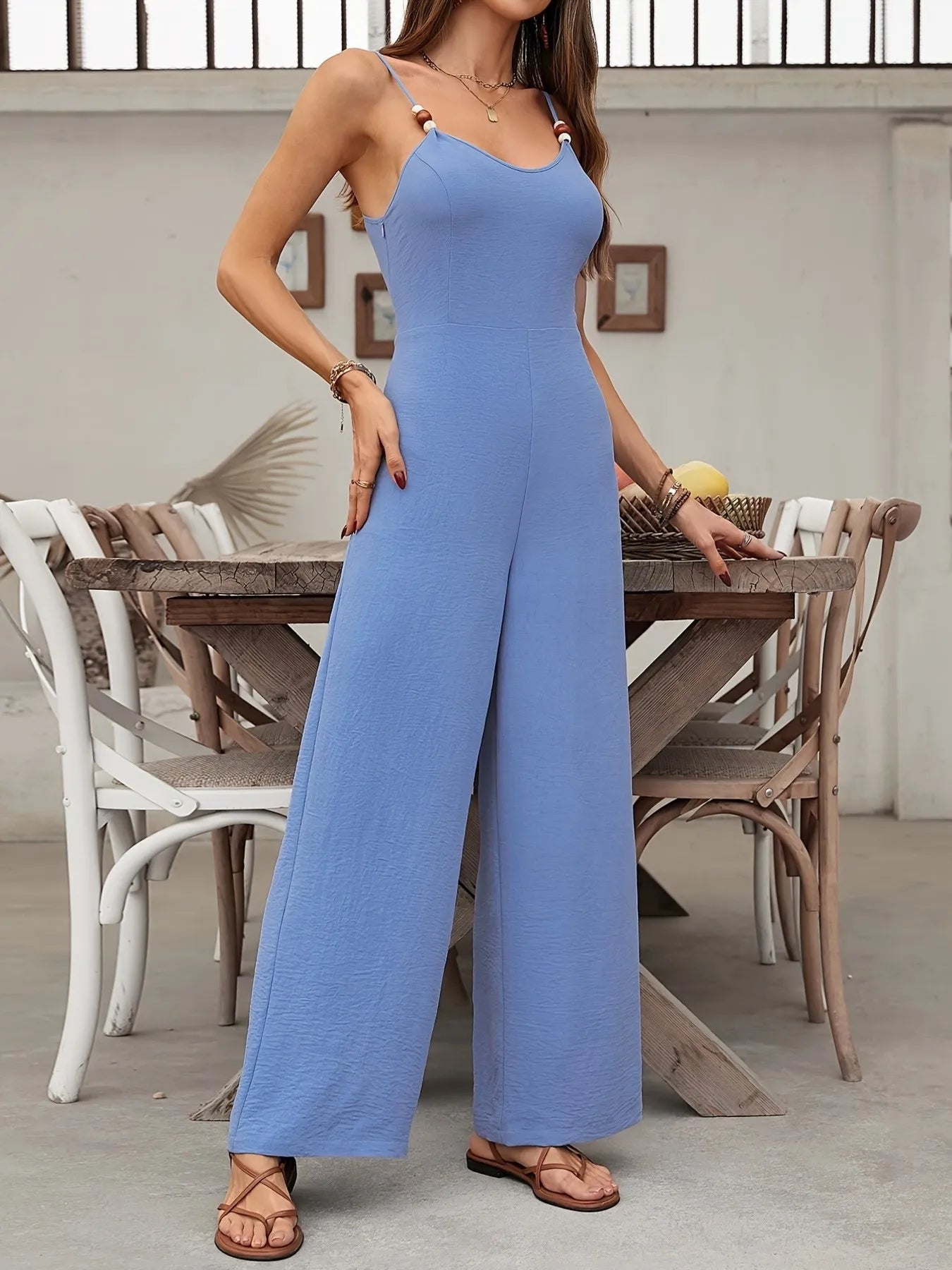 Spaghetti Strap Wide Leg Jumpsuit Easy Apparels