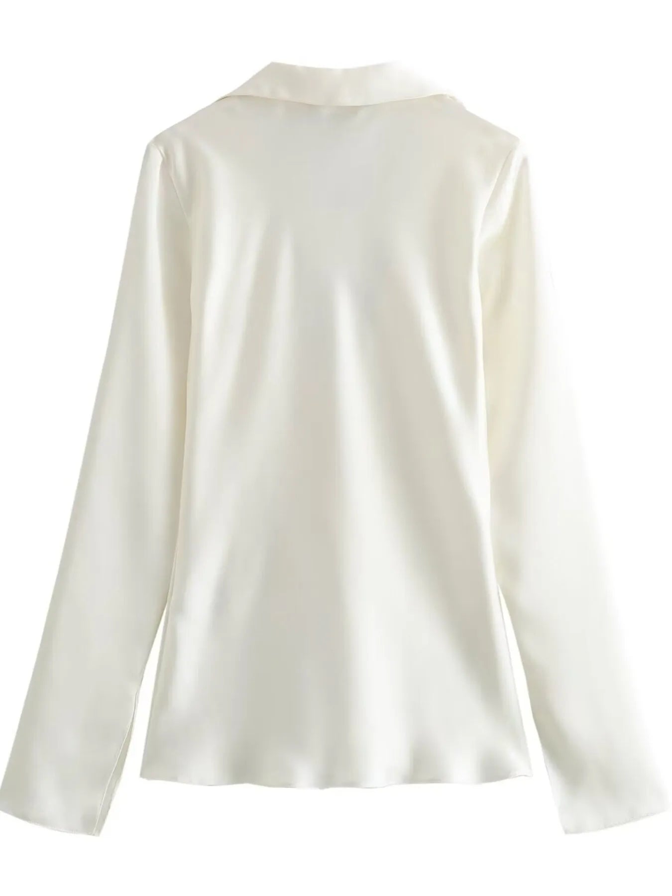 Trendsi Satin Tie-Front Long Sleeve Shirt