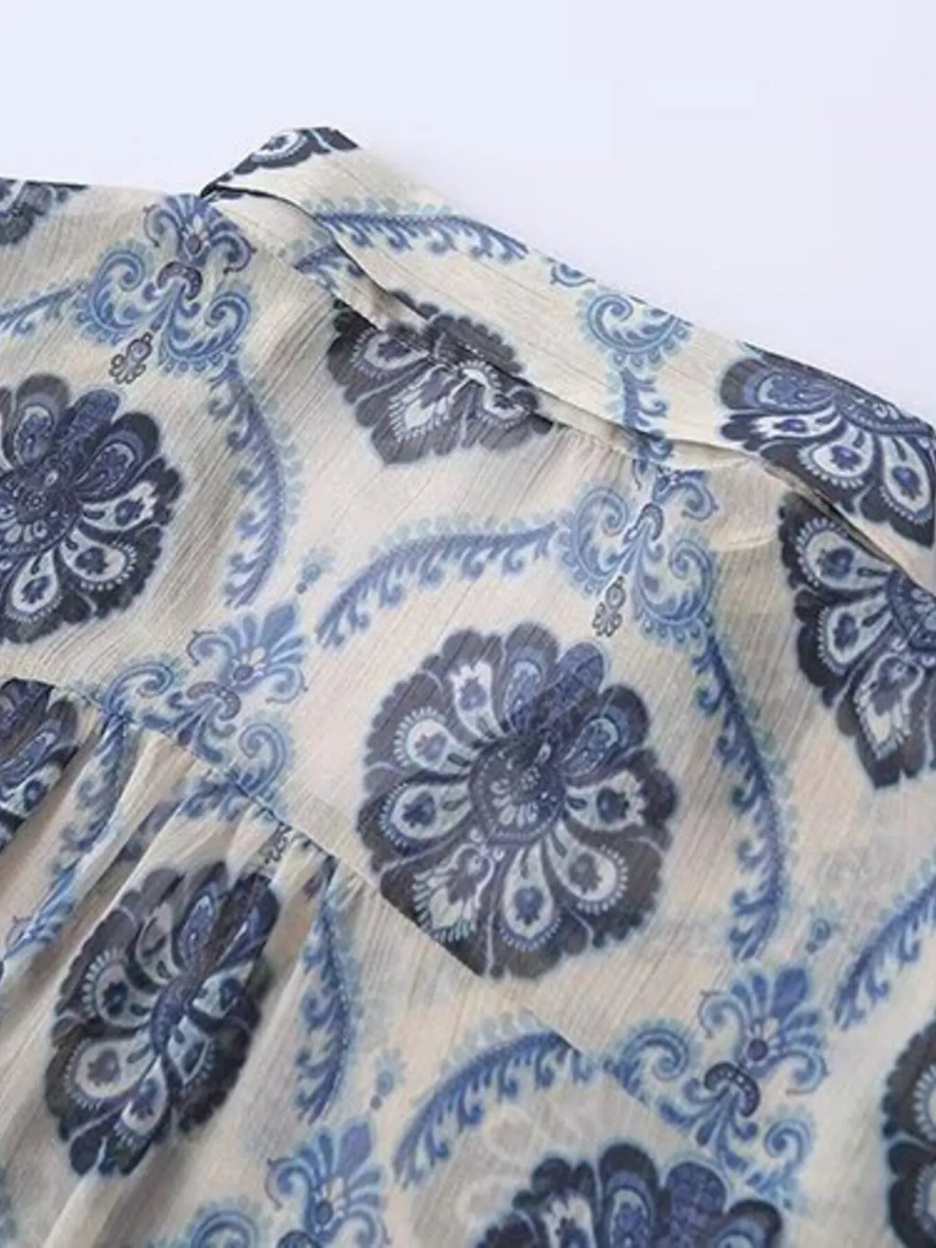 Trendsi Printed Button Up Long Sleeve Dress