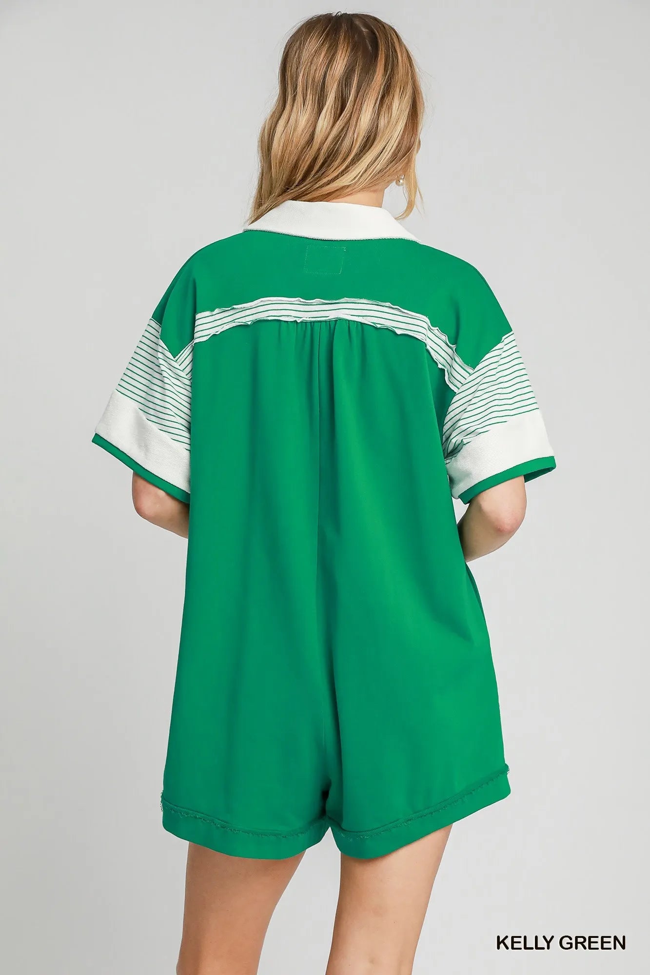 Umgee French Terry Collared Colorblock Romper Easy Apparels