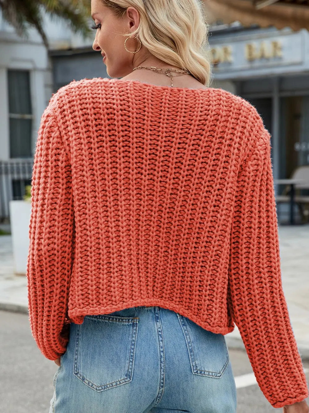 Round Neck Button Up Cardigan with Pockets Easy Apparels