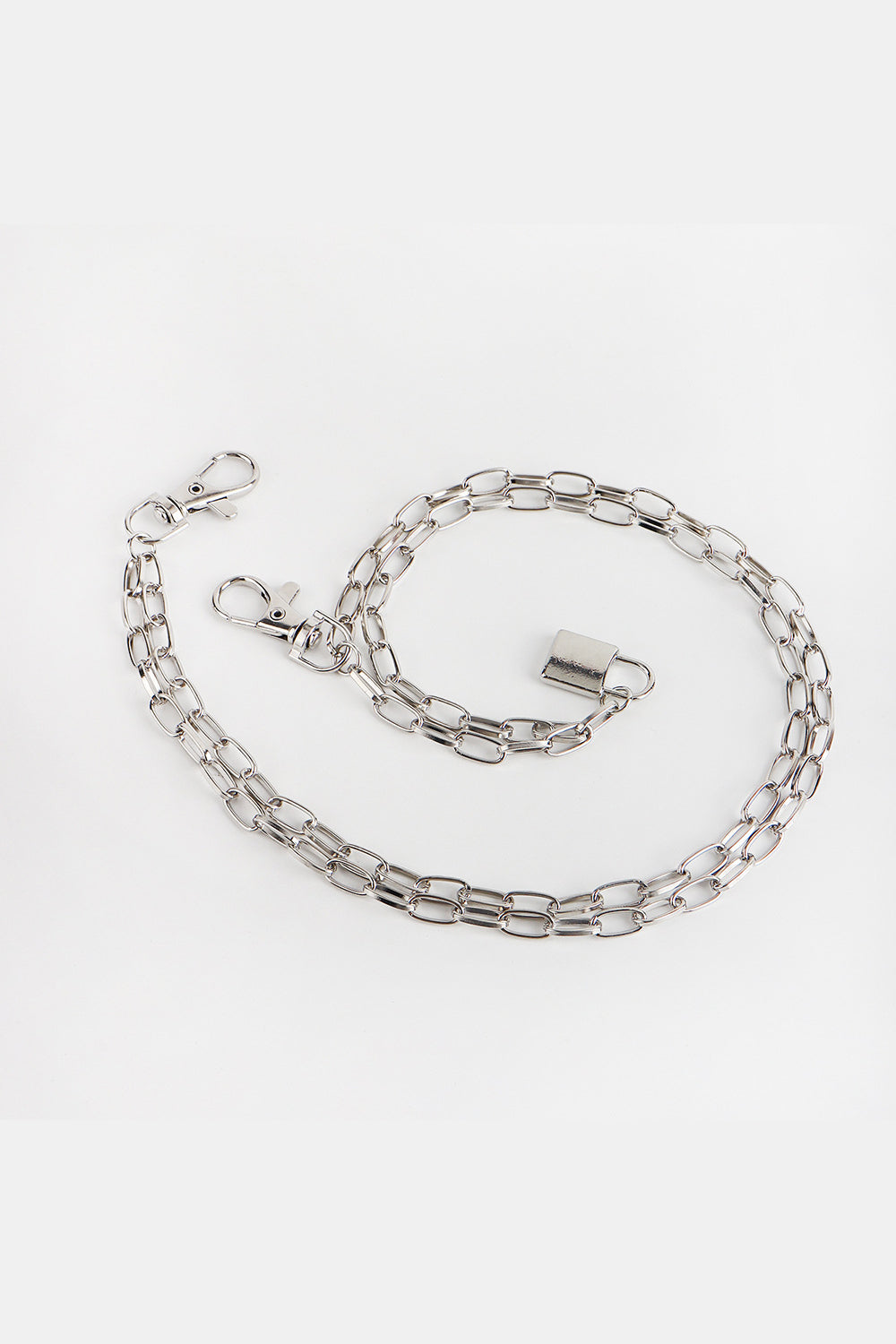 Double Layered Iron Chain Belt with Lock Charm Easy Apparels