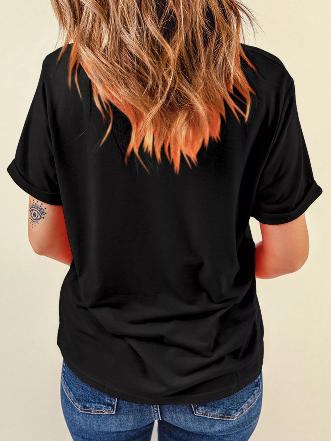 Halloween Skull Checkerboard Graphic Round Neck Tee Easy Apparels