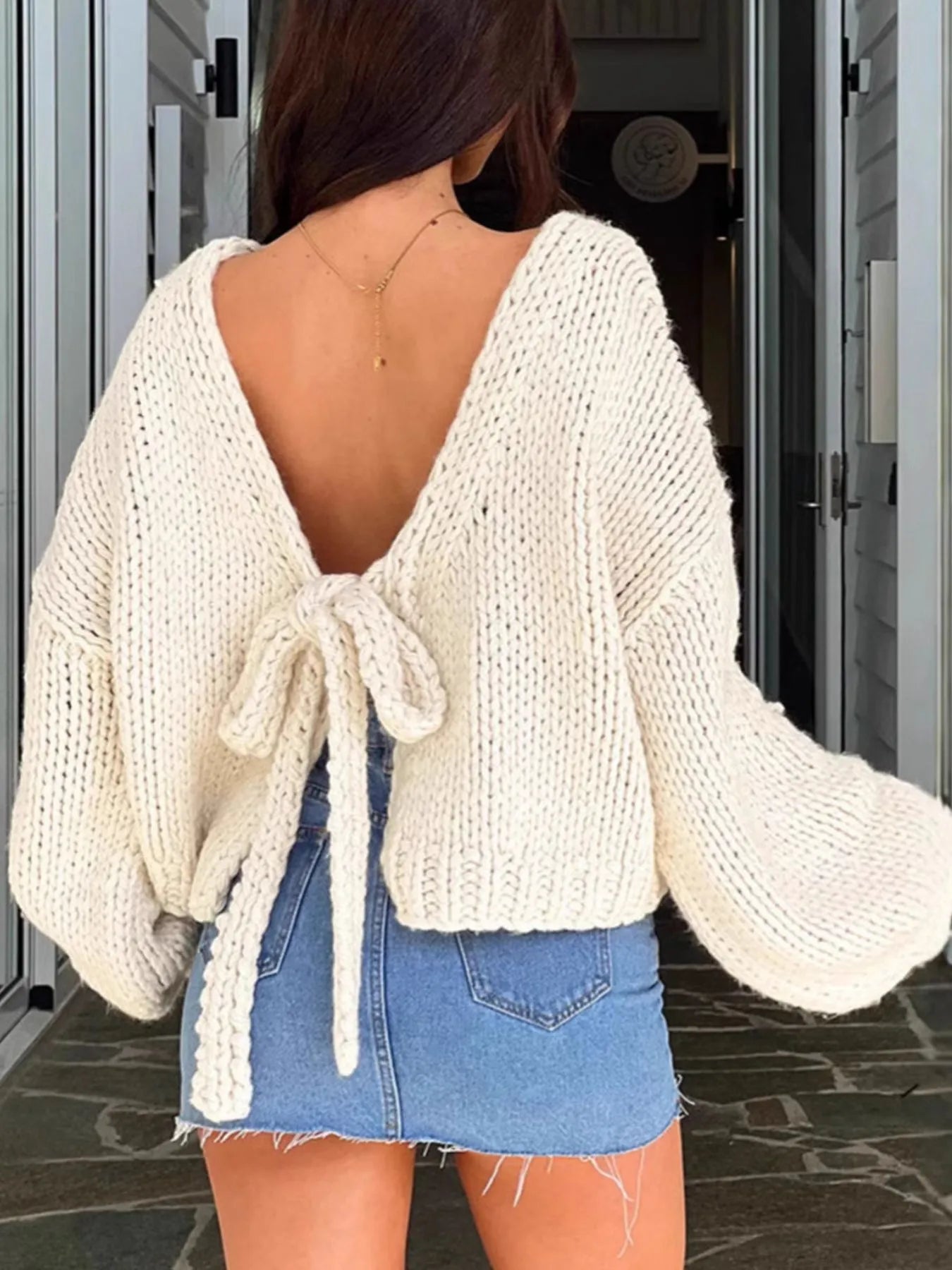 Tied Drop Shoulder Cardigan Easy Apparels