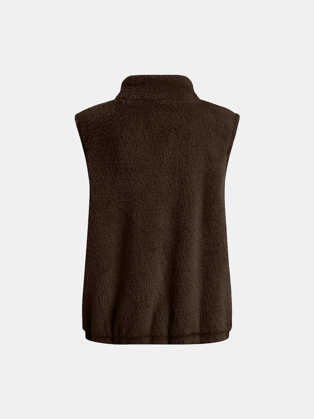 Full Size Fuzzy Zip Up Vest Coat with Pockets Easy Apparels