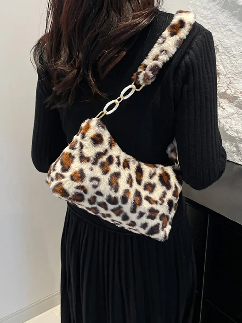 Leopard Fluff Shoulder Bag Easy Apparels