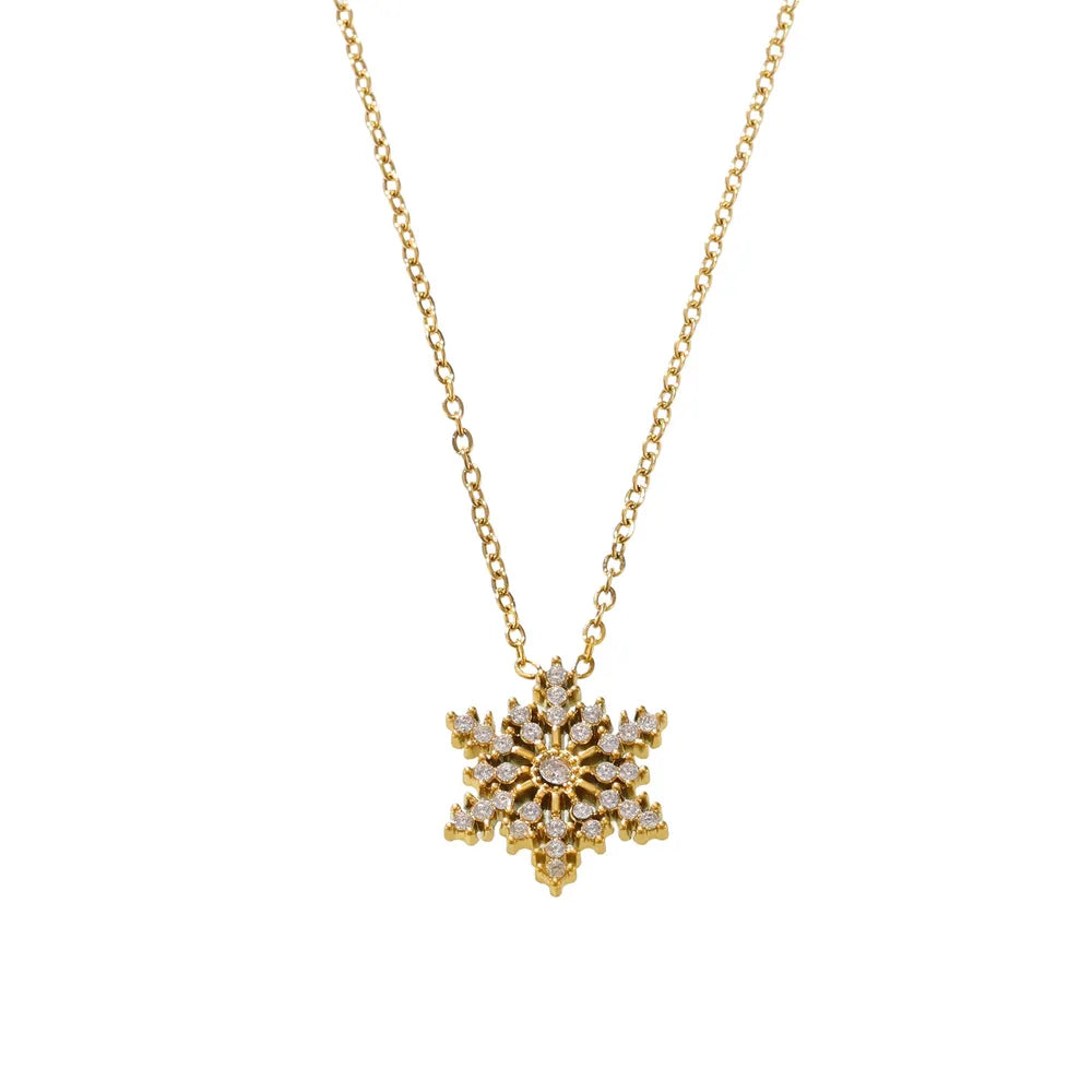 Stainless Steel Inland Zircon Snowflake Necklace Easy Apparels