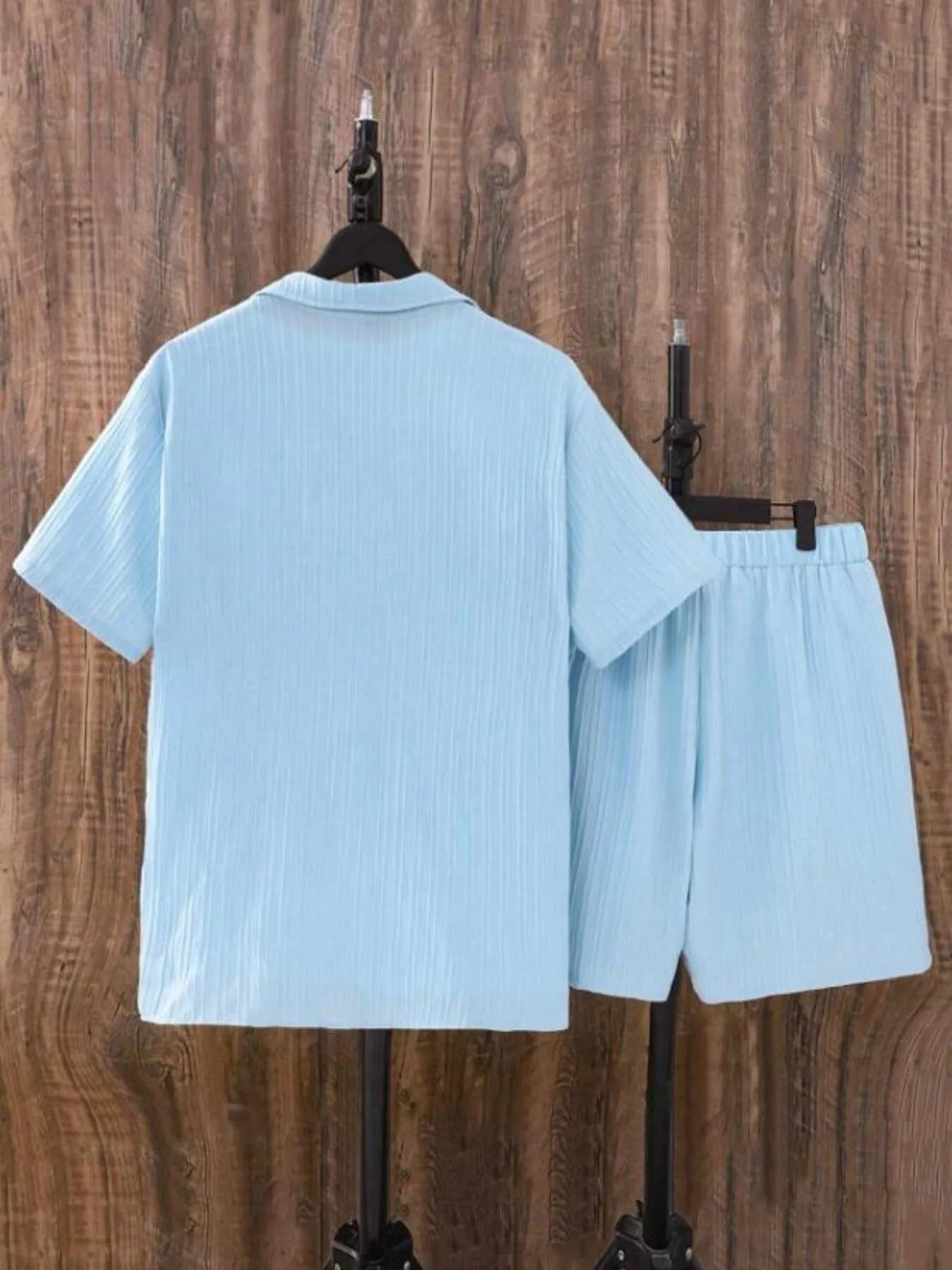 Men's Plus Size Button Up Short Sleeve Shirt and Shorts Set Easy Apparels
