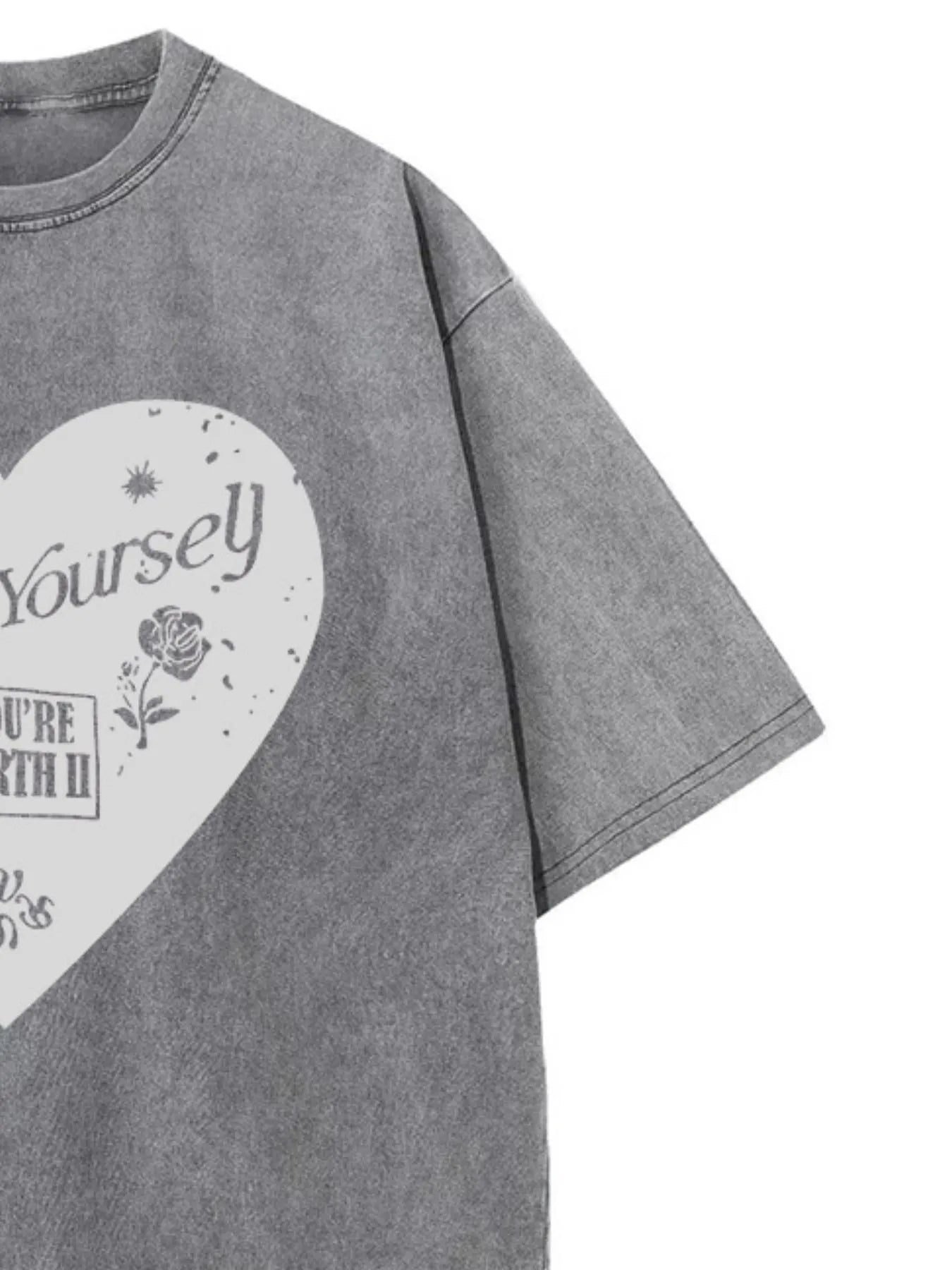 Trendsi Heart Round Neck Short Sleeve T-Shirt