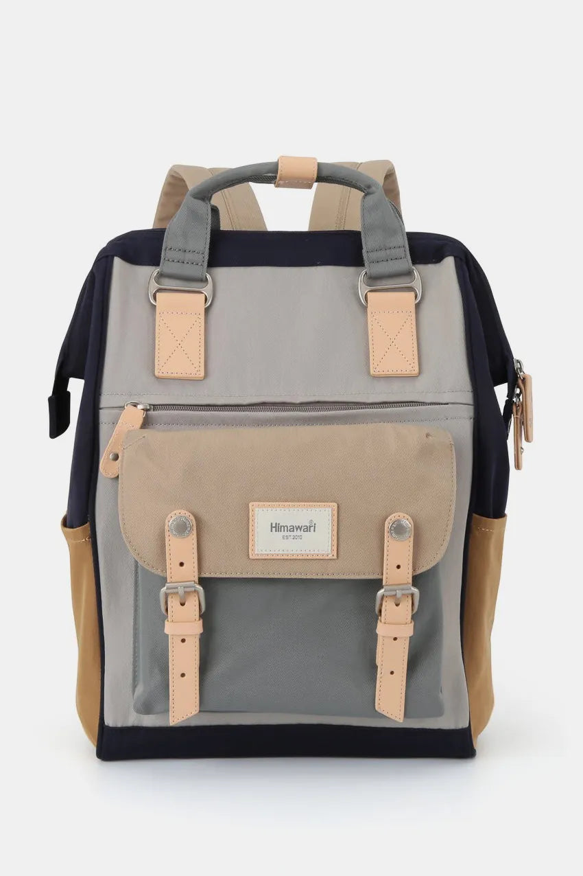 Himawari Waterproof Nylon Backpack Bag with Handles Grey Khaki One Size Easy Apparels
