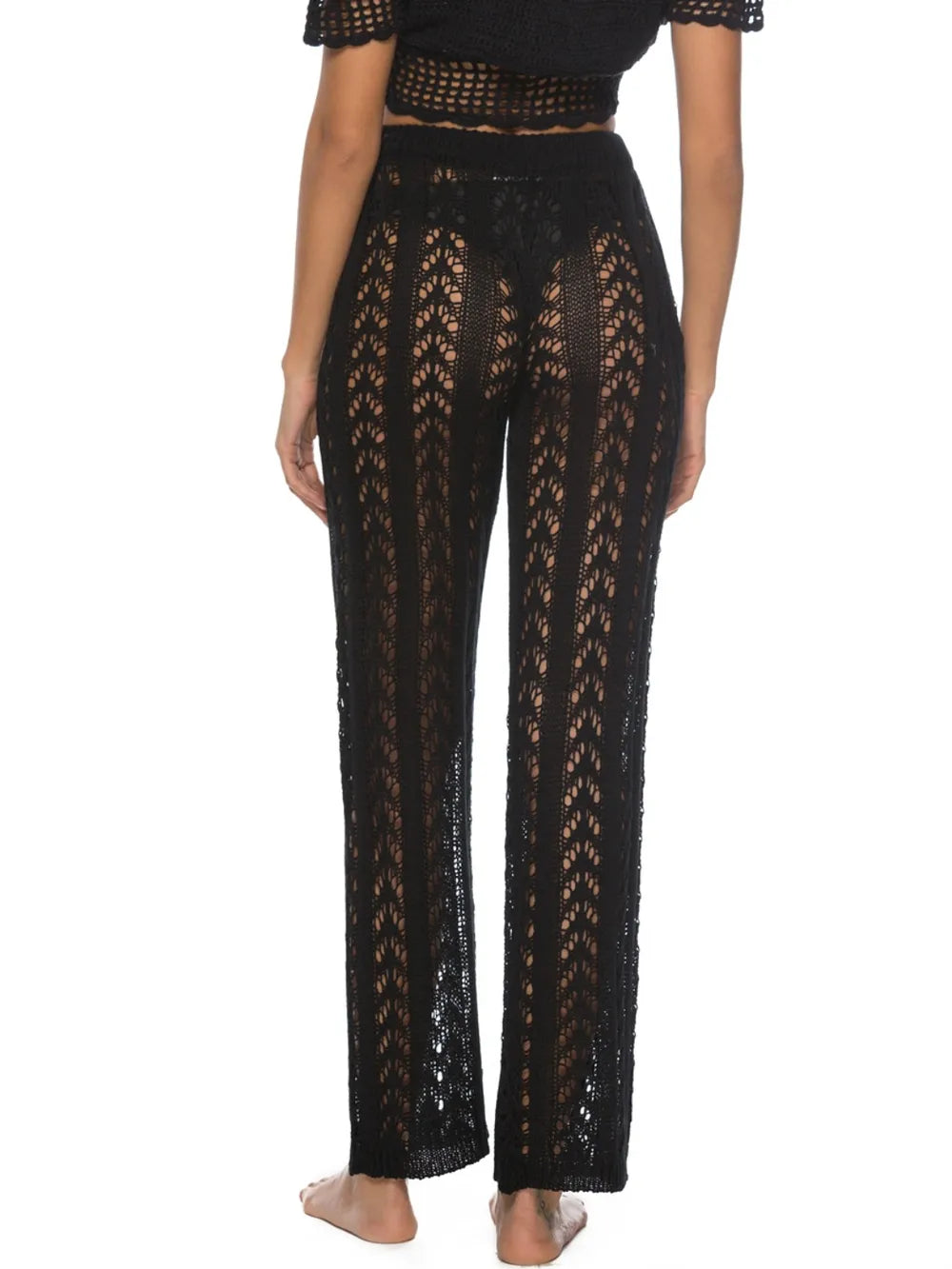 Cutout Drawstring High Waist Swim Pants Easy Apparels